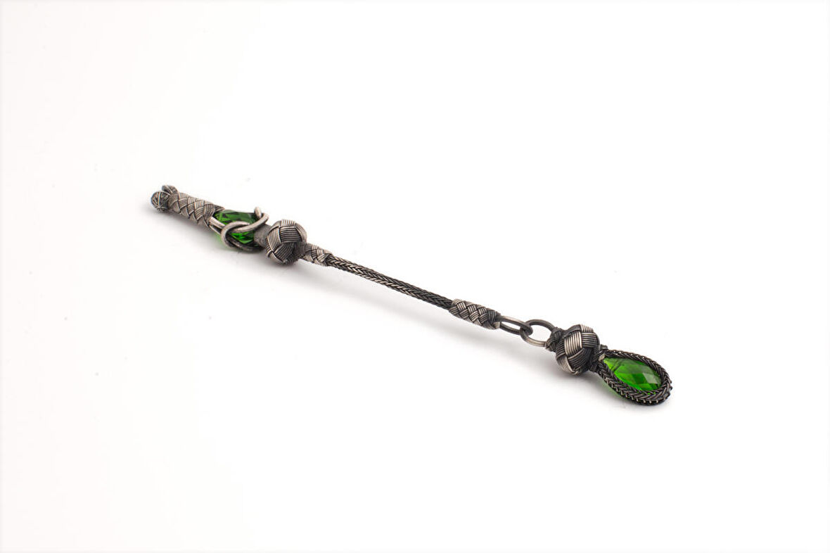 Gümüş Kazaziye Zirkon Taşlı Tesbih Püskülü- El Örmesi Orijinal Gümüş