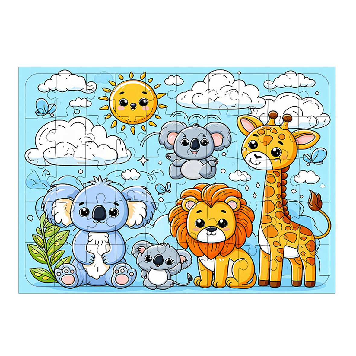 Ahşap Mdf Puzzle Yapboz Safari Hayvanlarının Dostluğu 50 Parça 35*50 cm