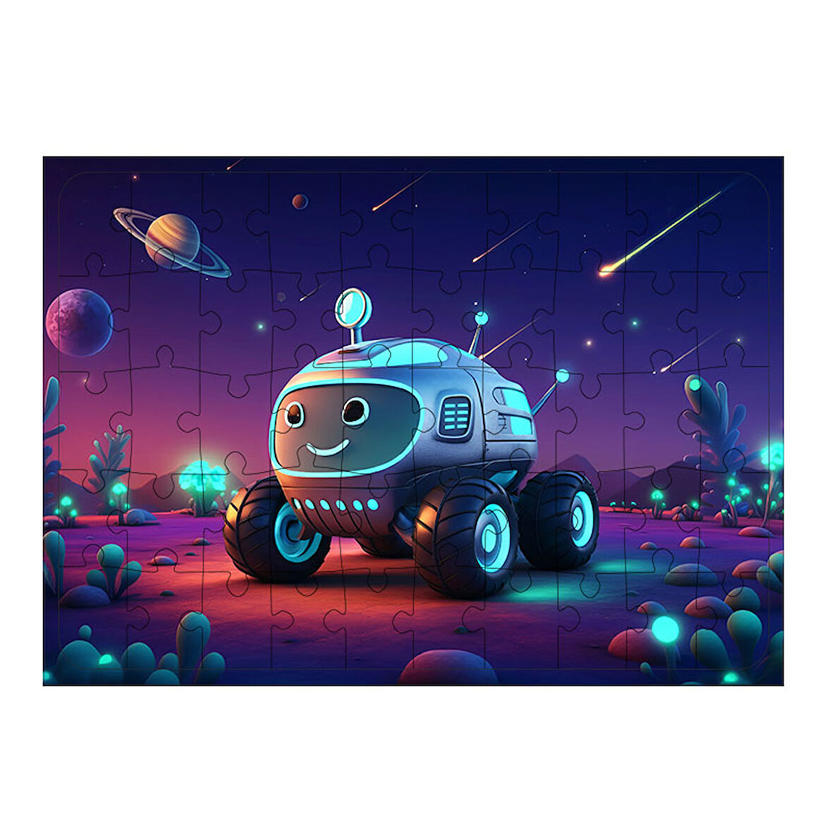 Ahşap Mdf Puzzle Yapboz Uzayda Heyecanlı Macera 50 Parça 35*50 cm