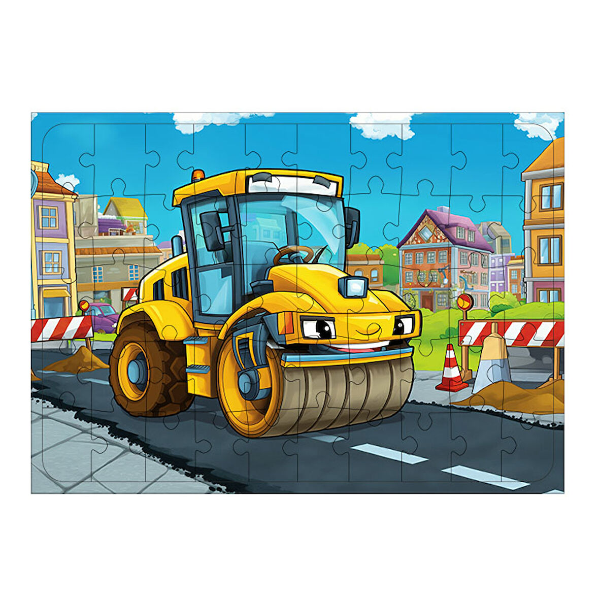 Ahşap Mdf Puzzle Yapboz Eğlenceli Silindir Aracı 50 Parça 35*50 cm