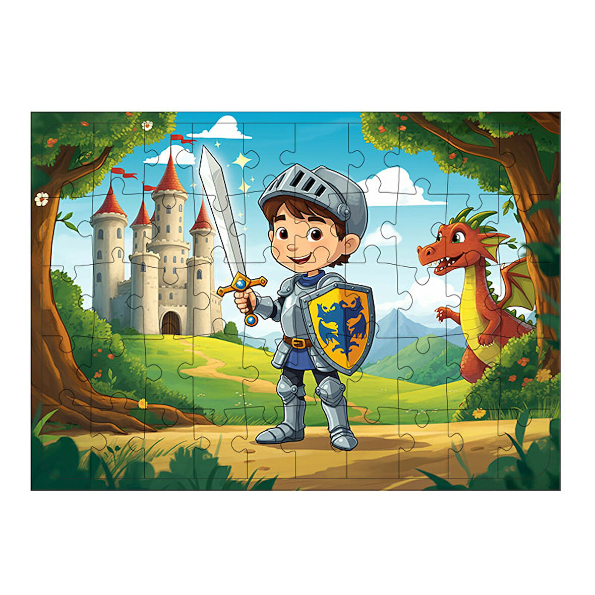 Ahşap Mdf Puzzle Yapboz Ortaçağ Şövalyesi 50 Parça 35*50 cm