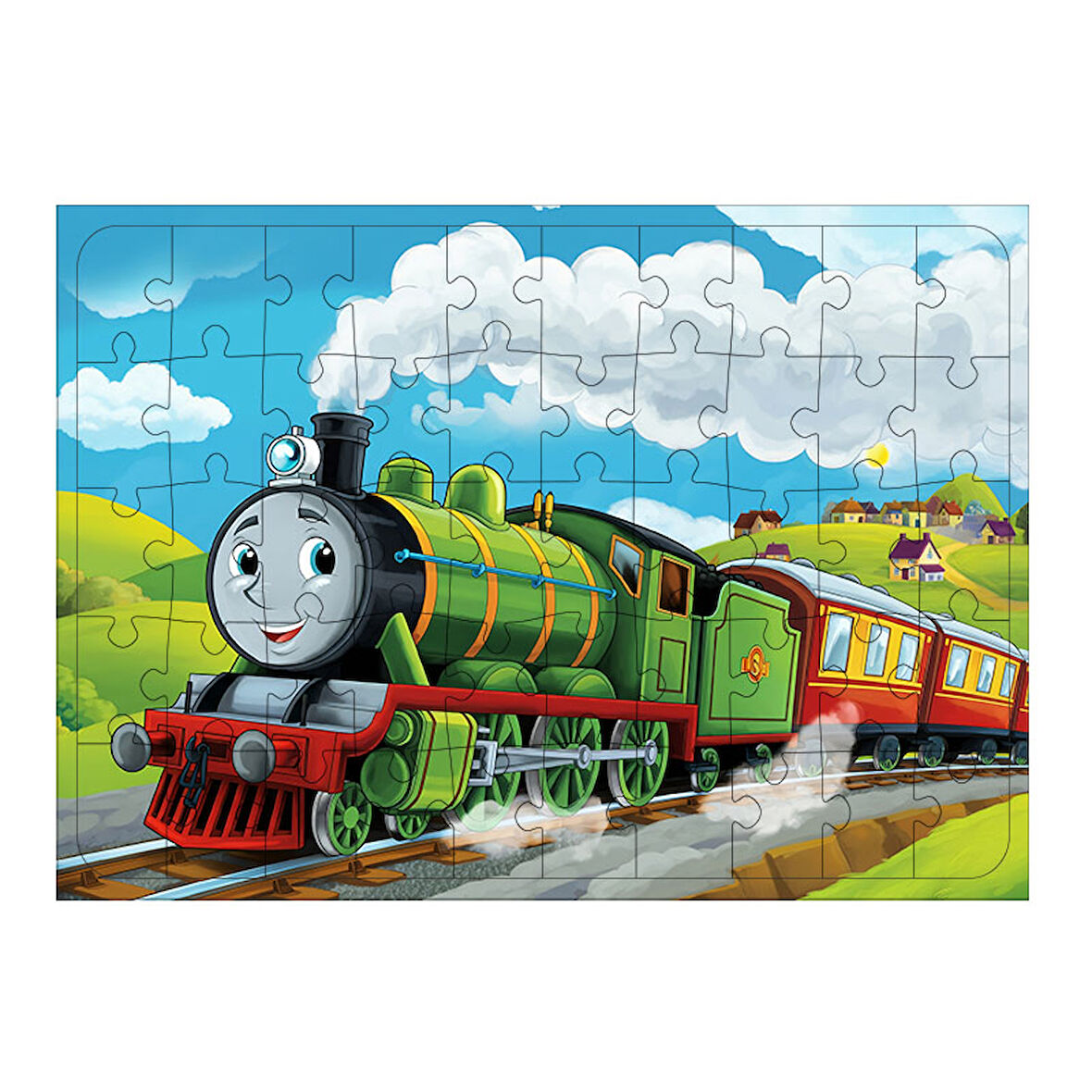 Ahşap Mdf Puzzle Yapboz Yeşil Tren Yolculuğu 50 Parça 35*50 cm