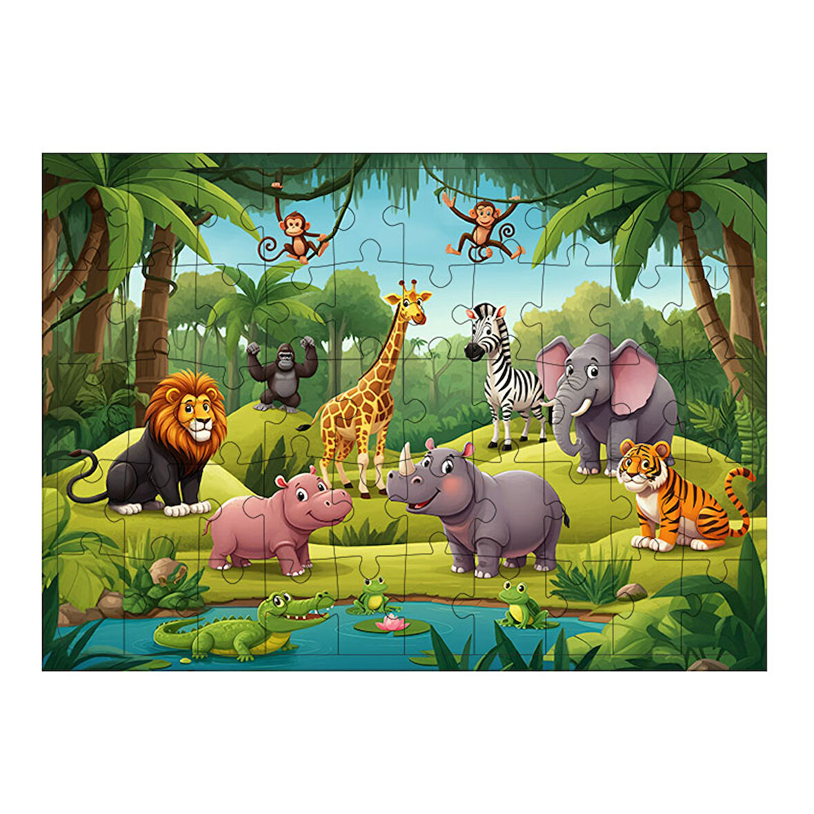 Ahşap Mdf Puzzle Yapboz Orman Hayvanları 50 Parça 35*50 cm