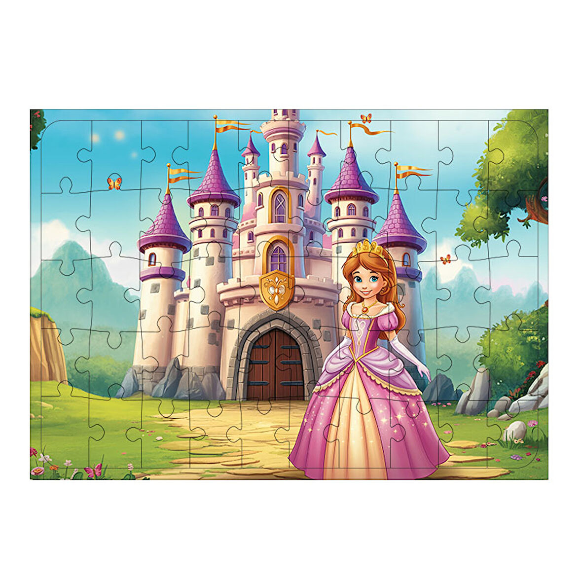 Ahşap Mdf Puzzle Yapboz Prenses Ve Şato 50 Parça 35*50 cm