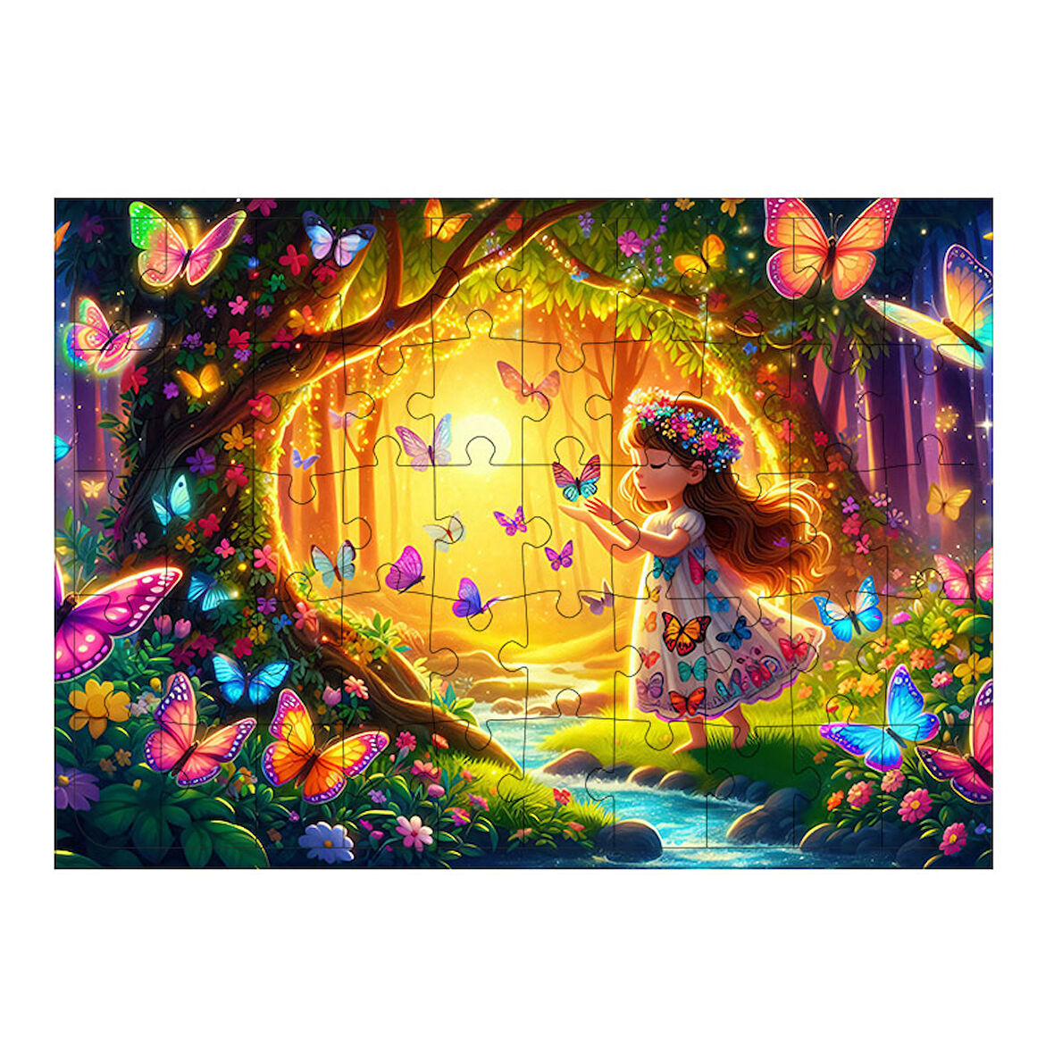 Ahşap Mdf Puzzle Yapboz Büyülü Orman Yolu 50 Parça 35*50 cm