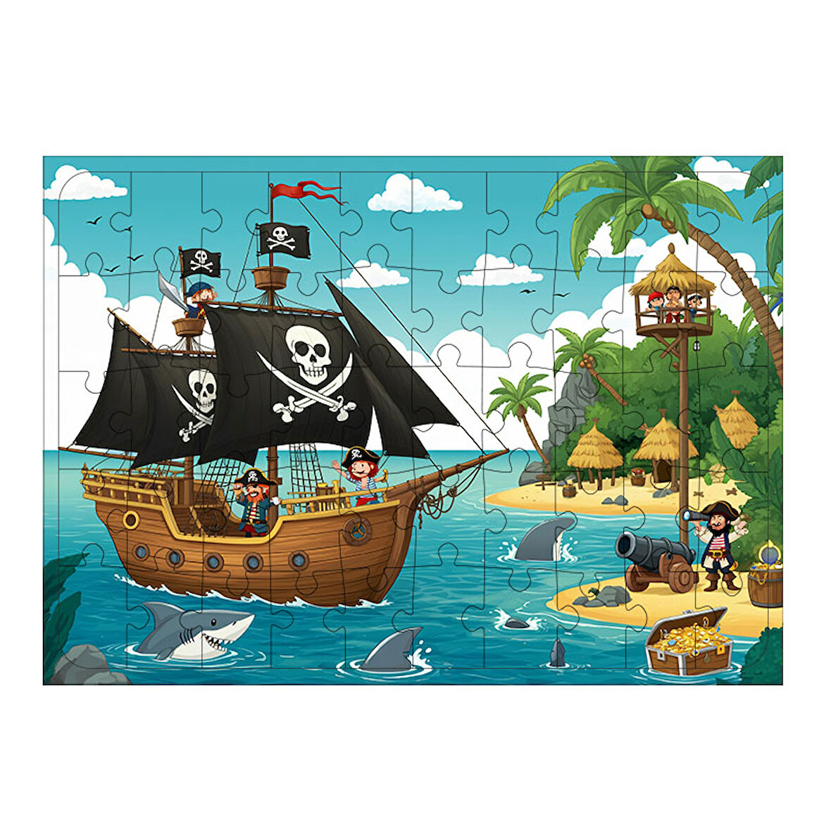 Ahşap Mdf Puzzle Yapboz Korsan Gemisi Yolculuğu 50 Parça 35*50 cm