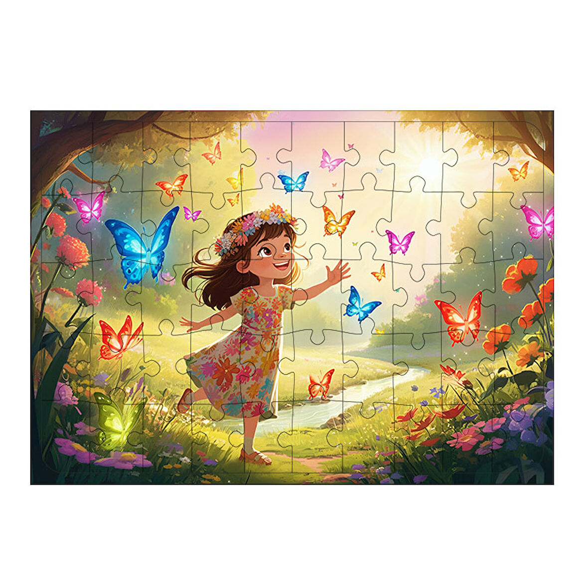 Ahşap Mdf Puzzle Yapboz Kelebeklerle Dans 50 Parça 35*50 cm