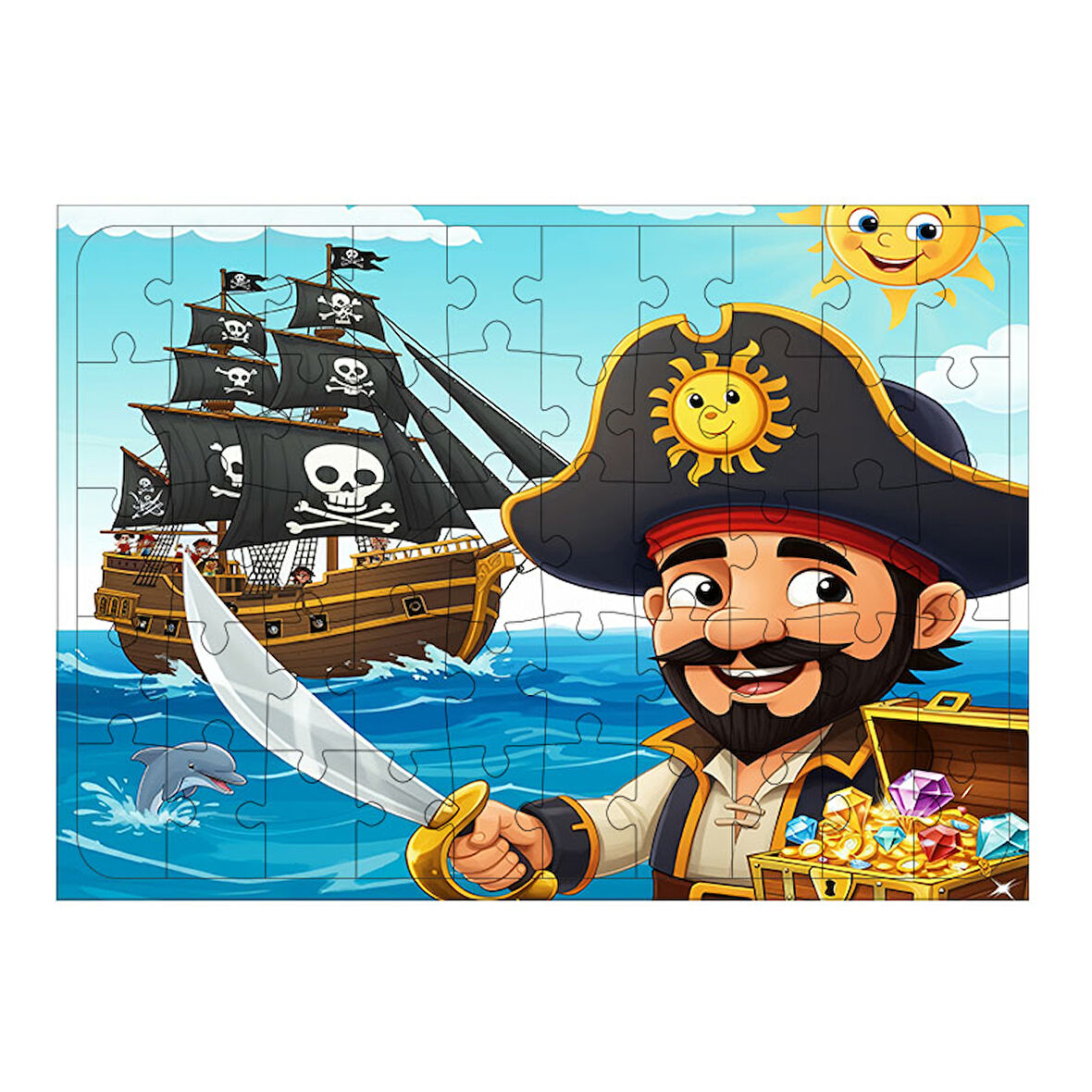 Ahşap Mdf Puzzle Yapboz Korsan Gemisi Yolculuğu 50 Parça 35*50 cm