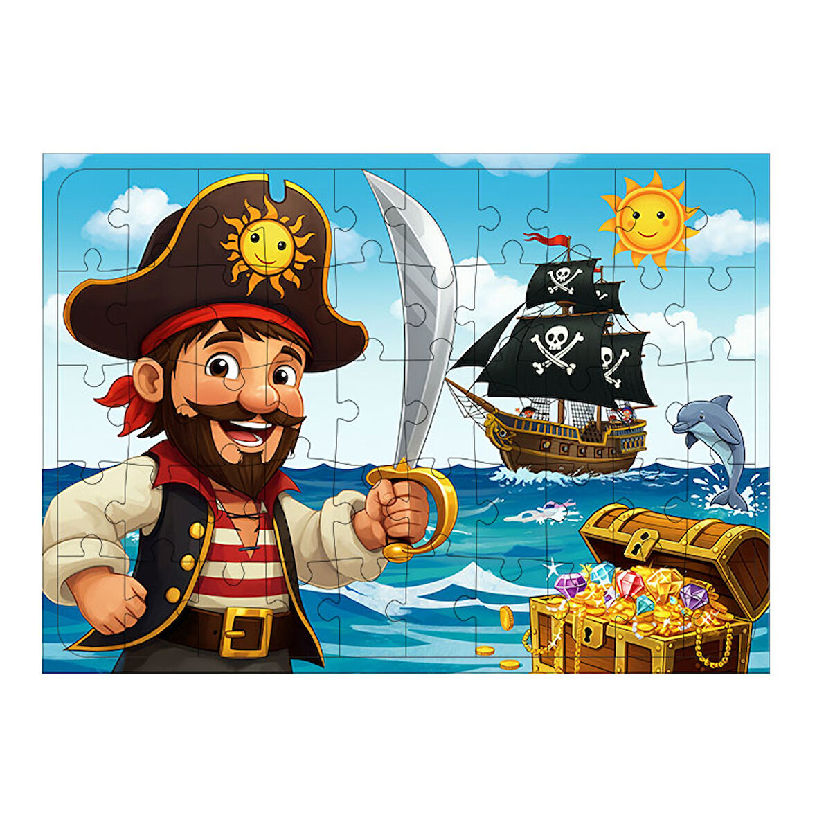 Ahşap Mdf Puzzle Yapboz Korsan Gemisi Macerası 50 Parça 35*50 cm