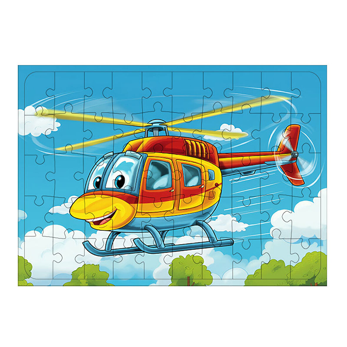 Ahşap Mdf Puzzle Yapboz Macera Helikopteri 50 Parça 35*50 cm