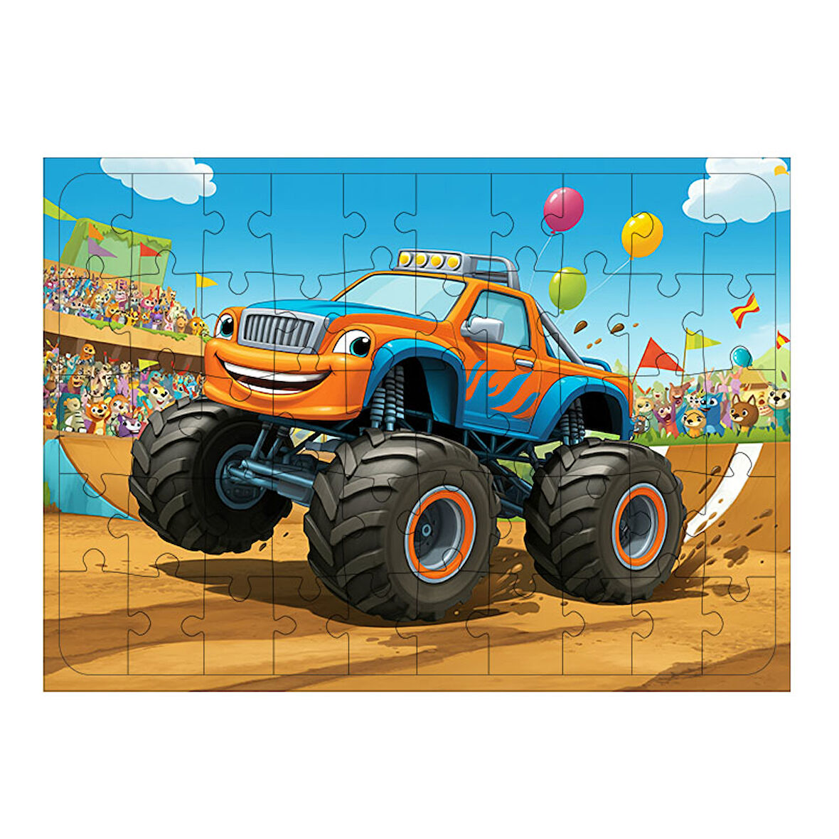 Ahşap Mdf Puzzle Yapboz Dev Kamyon Yarışı 50 Parça 35*50 cm