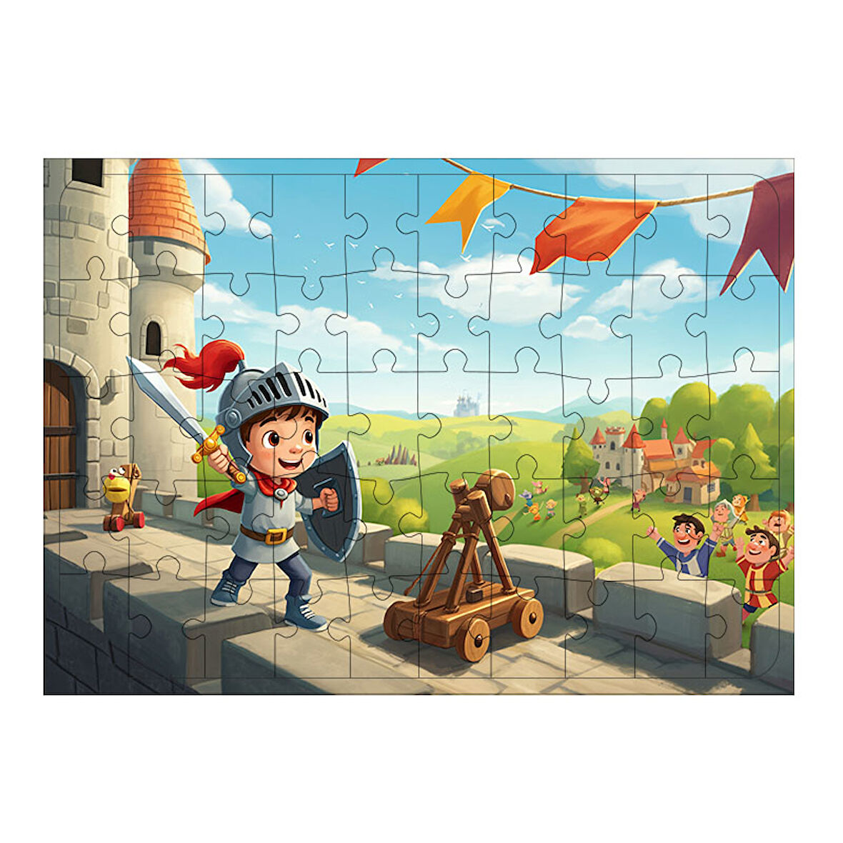 Ahşap Mdf Puzzle Yapboz Cesur Şövalye Çocuk 50 Parça 35*50 cm
