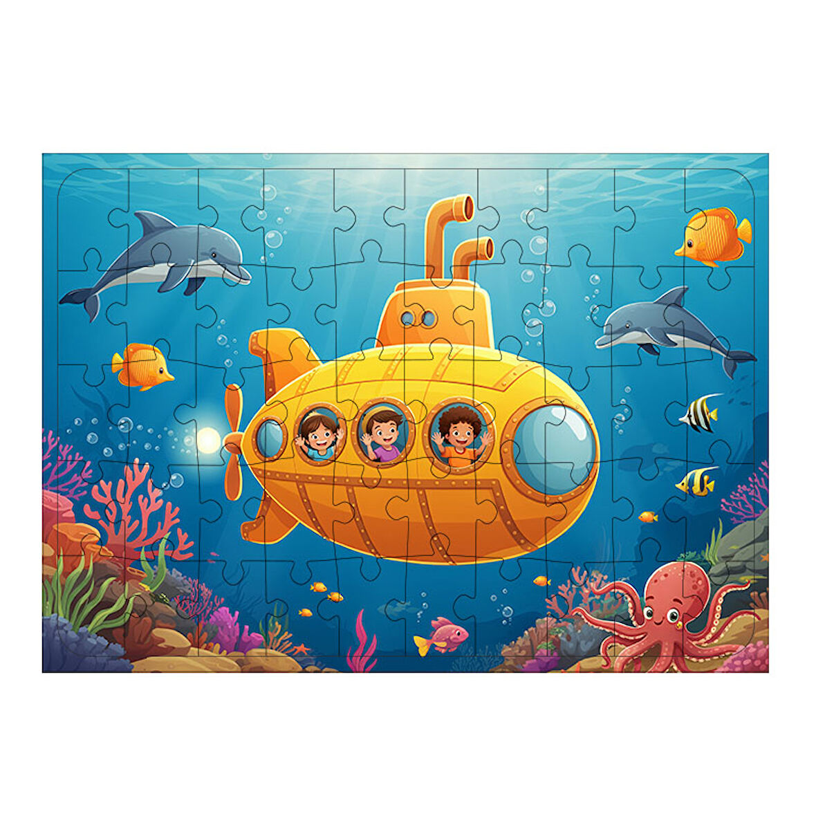 Ahşap Mdf Puzzle Yapboz Denizaltı Kaşifleri 50 Parça 35*50 cm