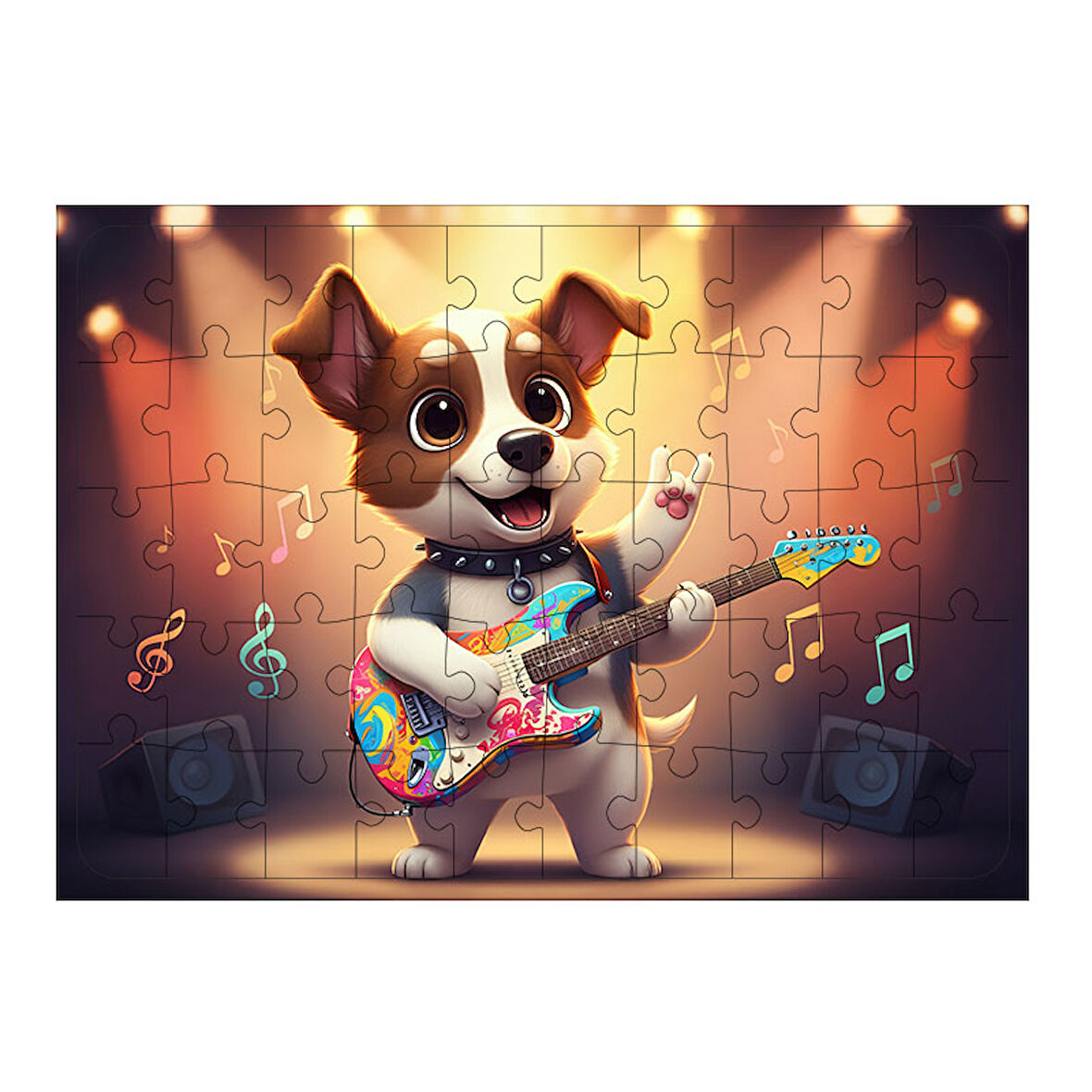 Ahşap Mdf Puzzle Yapboz Köpeğin Sahne Performansı 50 Parça 35*50 cm