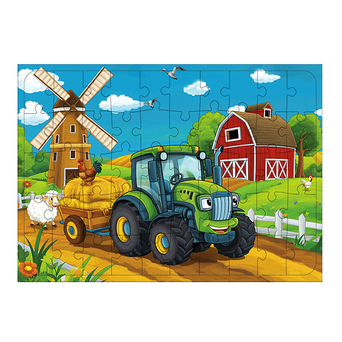 Ahşap Mdf Puzzle Yapboz Yeşil Çiftlik Macerası 50 Parça 35*50 cm