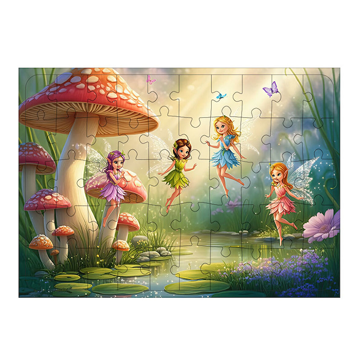 Ahşap Mdf Puzzle Yapboz Sihirli Mantar Krallığı 50 Parça 35*50 cm