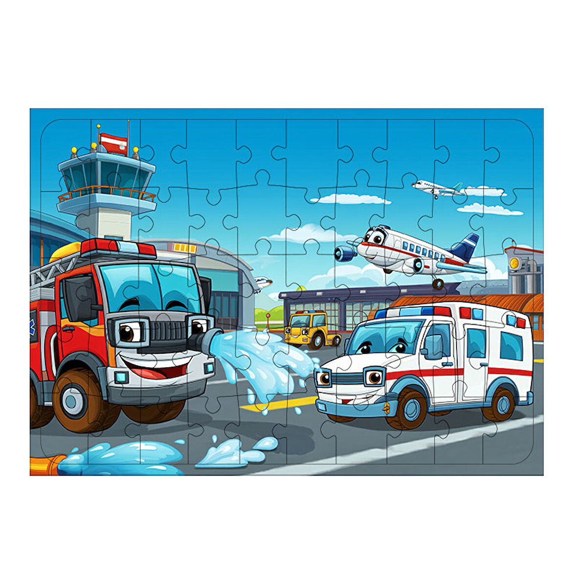 Ahşap Mdf Puzzle Yapboz Havaalanı Ve Kurtarma Operasyonu 50 Parça 35*50 cm