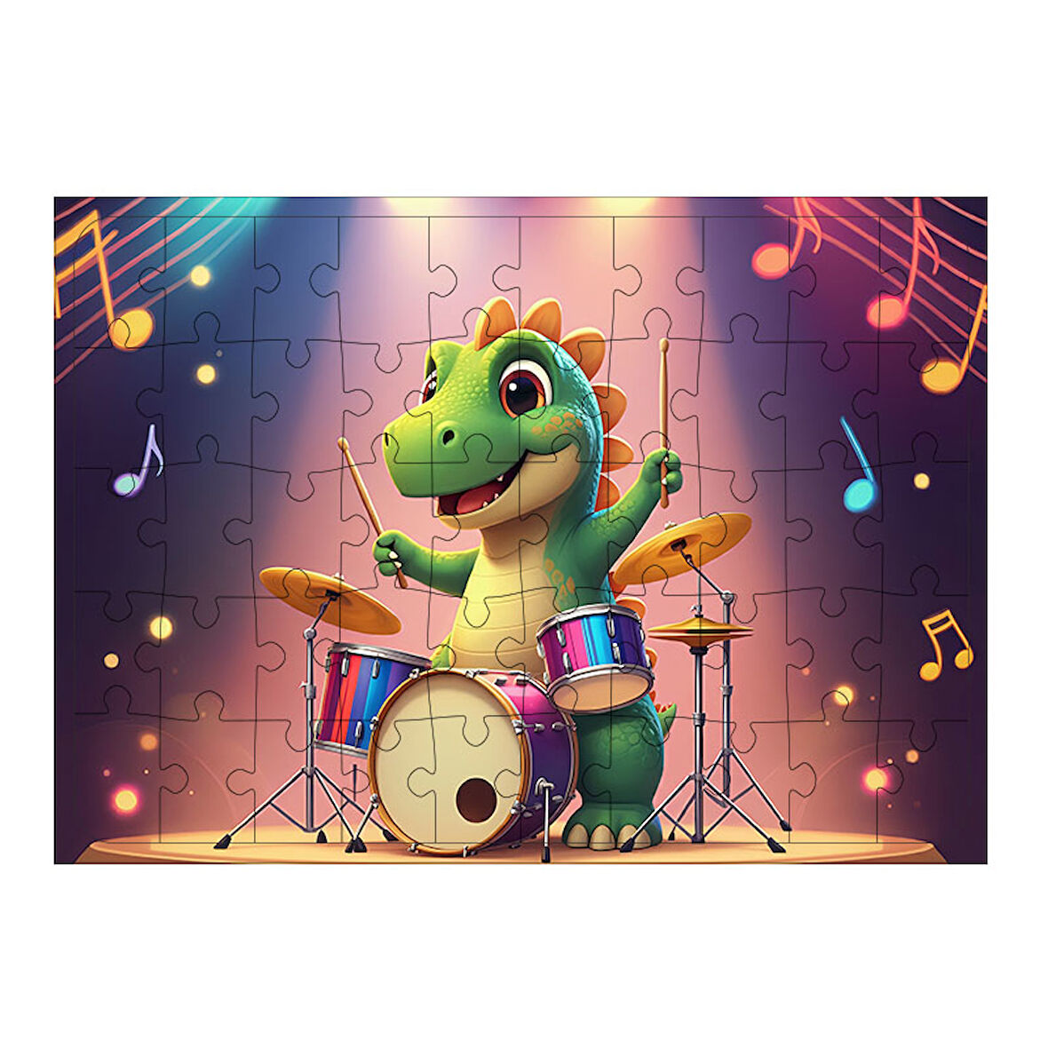 Ahşap Mdf Puzzle Yapboz Dinozor Rock Konseri 50 Parça 35*50 cm