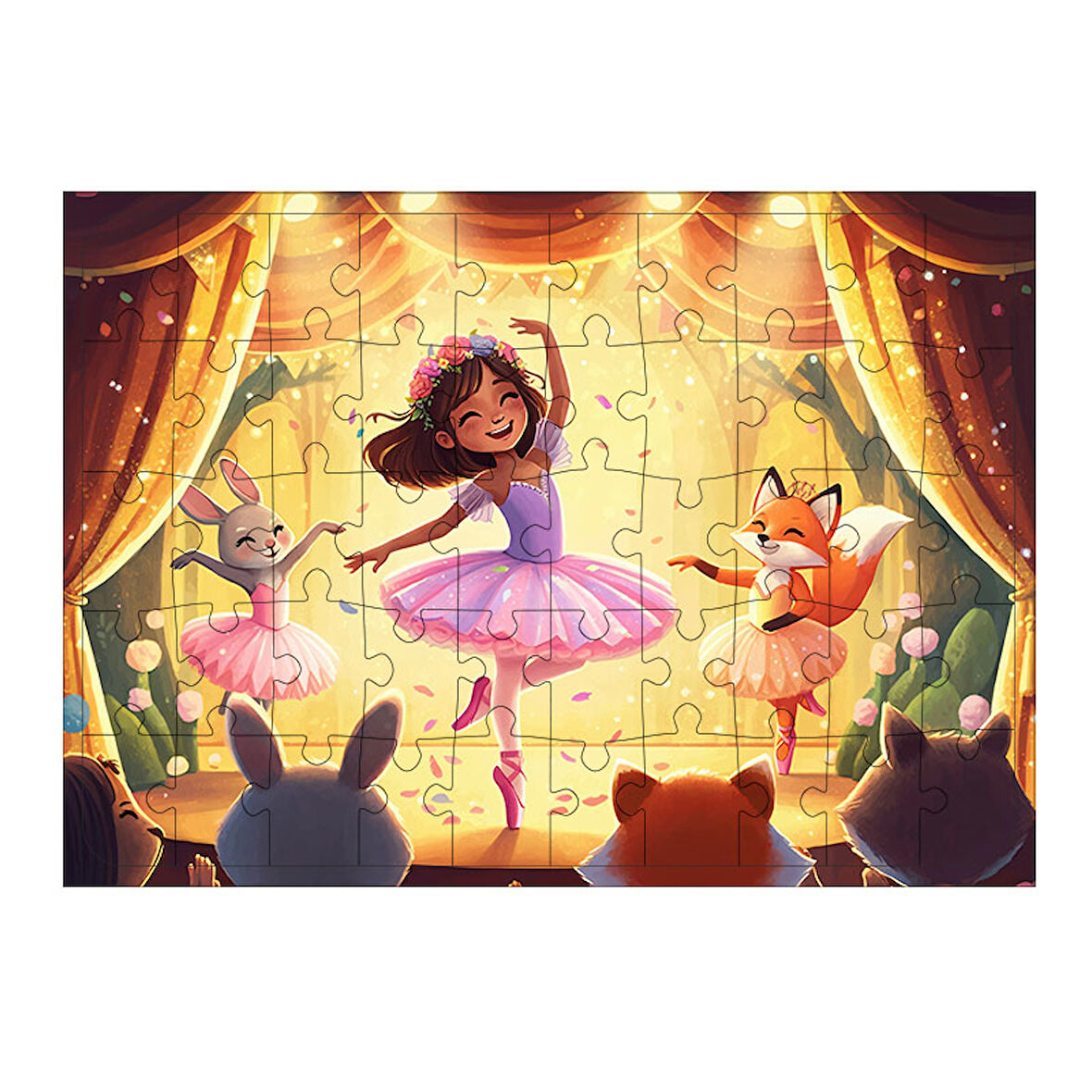 Ahşap Mdf Puzzle Yapboz Bale Yapan Güzel Kız 50 Parça 35*50 cm