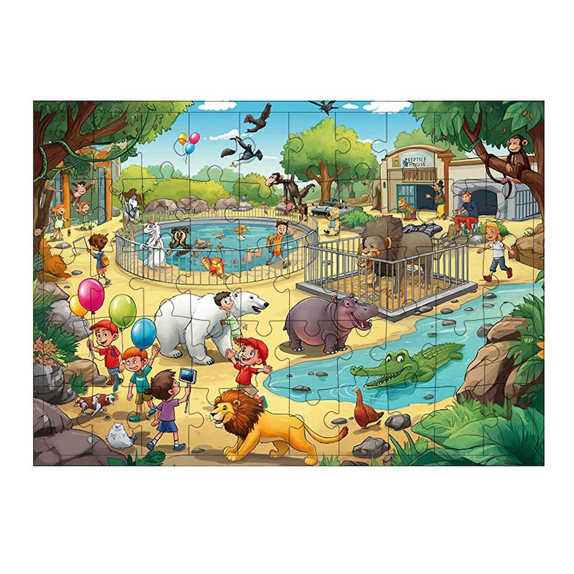 Ahşap Mdf Puzzle Yapboz Doğa Parkında Eğlence 50 Parça 35*50 cm