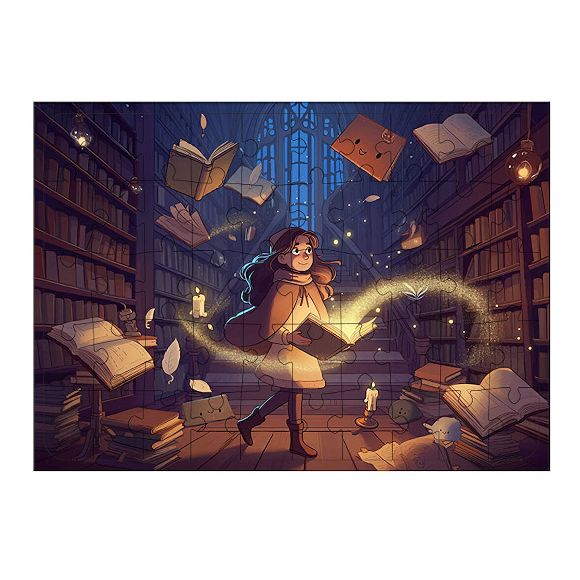 Ahşap Mdf Puzzle Yapboz Kitaplar Diyarı Keşfi 50 Parça 35*50 cm