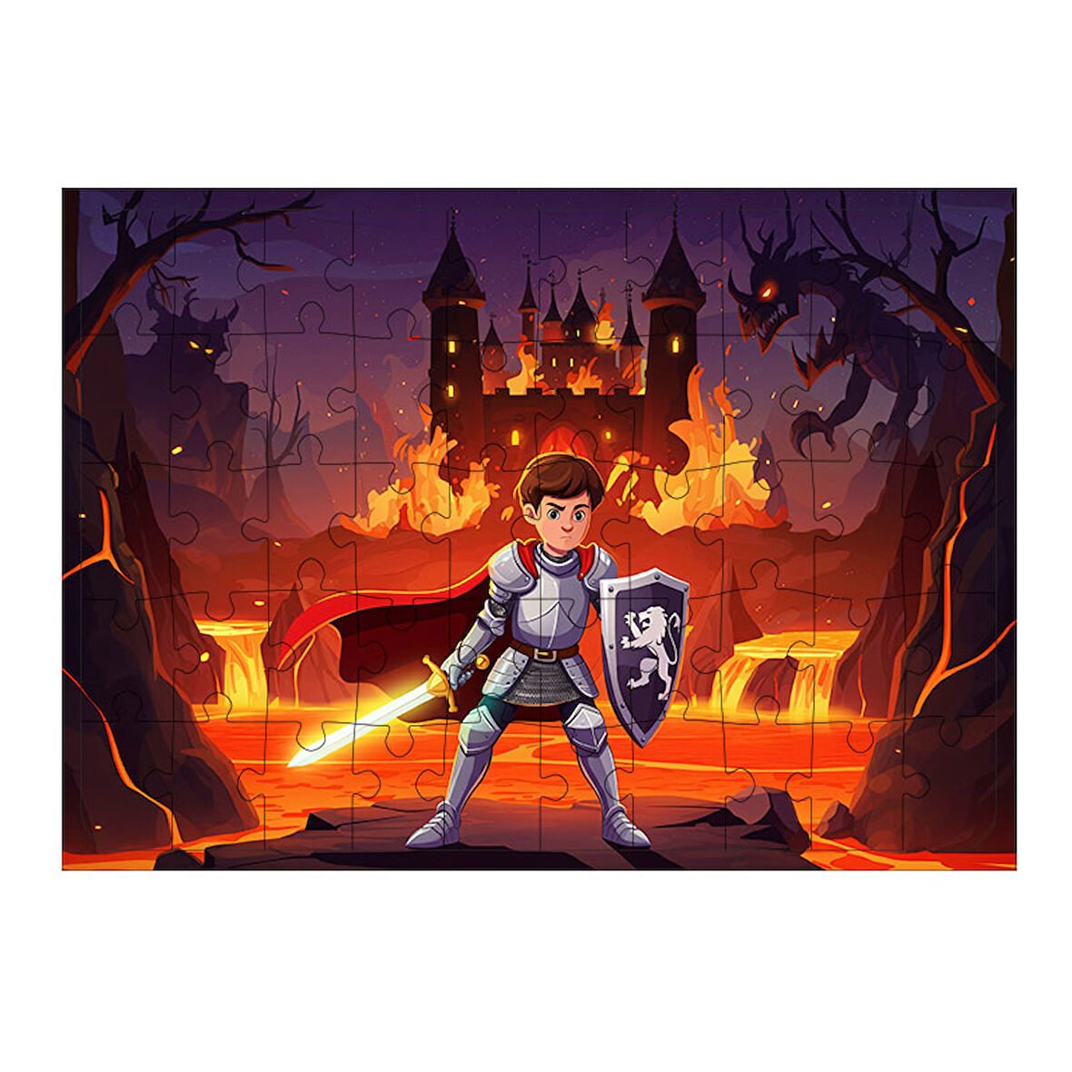 Ahşap Mdf Puzzle Yapboz Kale Savaşçısı Çocuk 50 Parça 35*50 cm