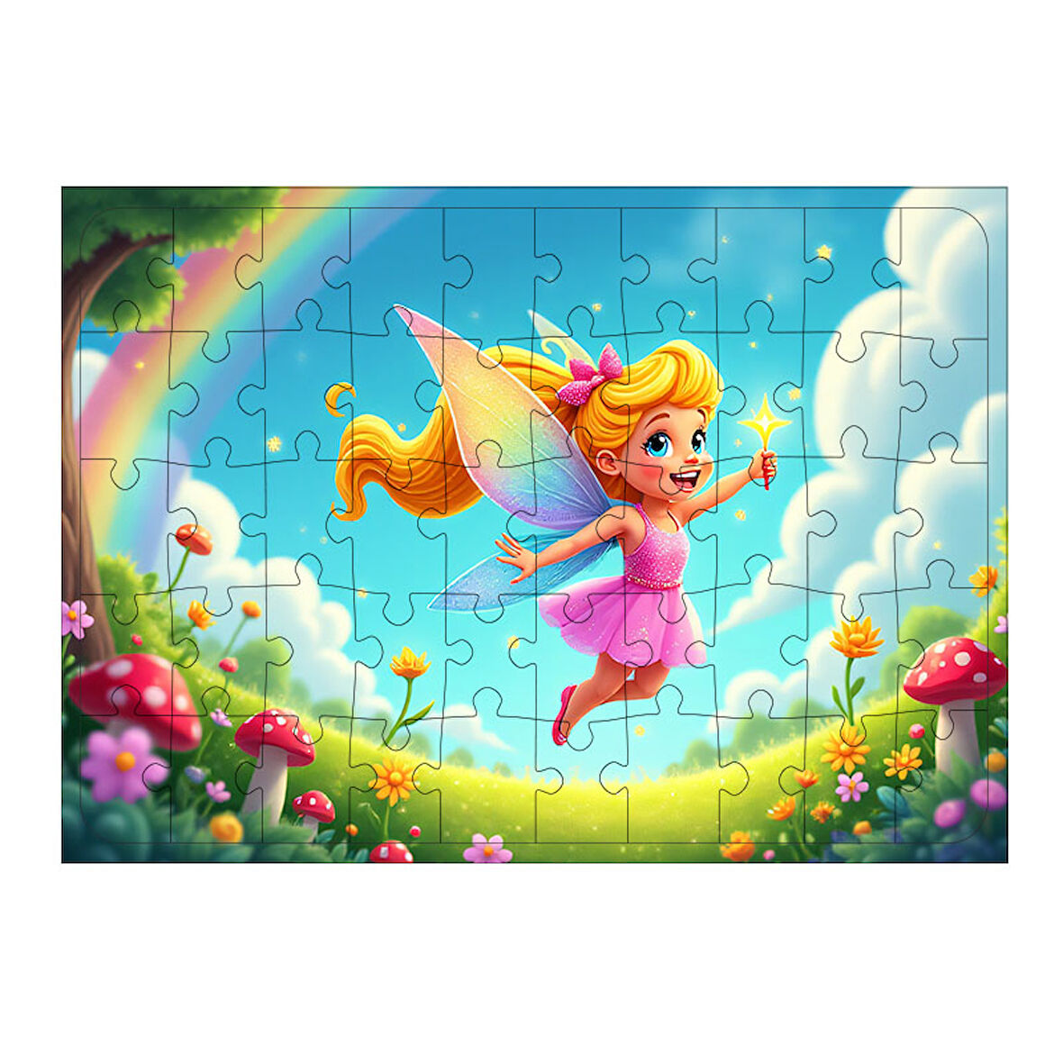 Ahşap Mdf Puzzle Yapboz Gökyüzünde Peri Prenses 50 Parça 35*50 cm