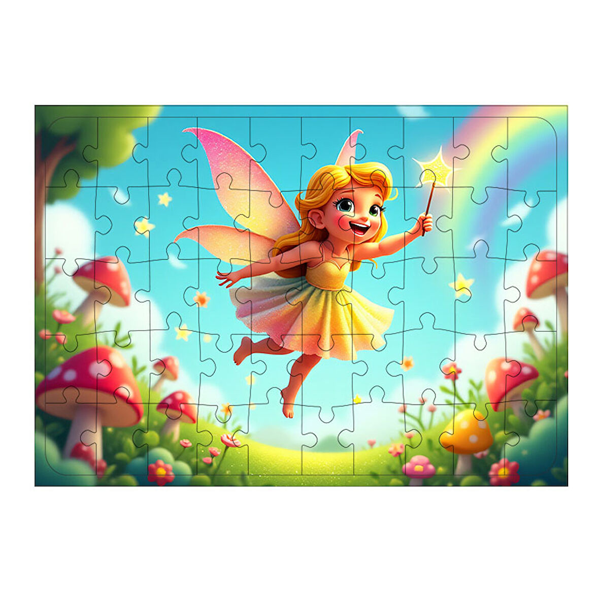 Ahşap Mdf Puzzle Yapboz Uçan Sihirli Peri 50 Parça 35*50 cm