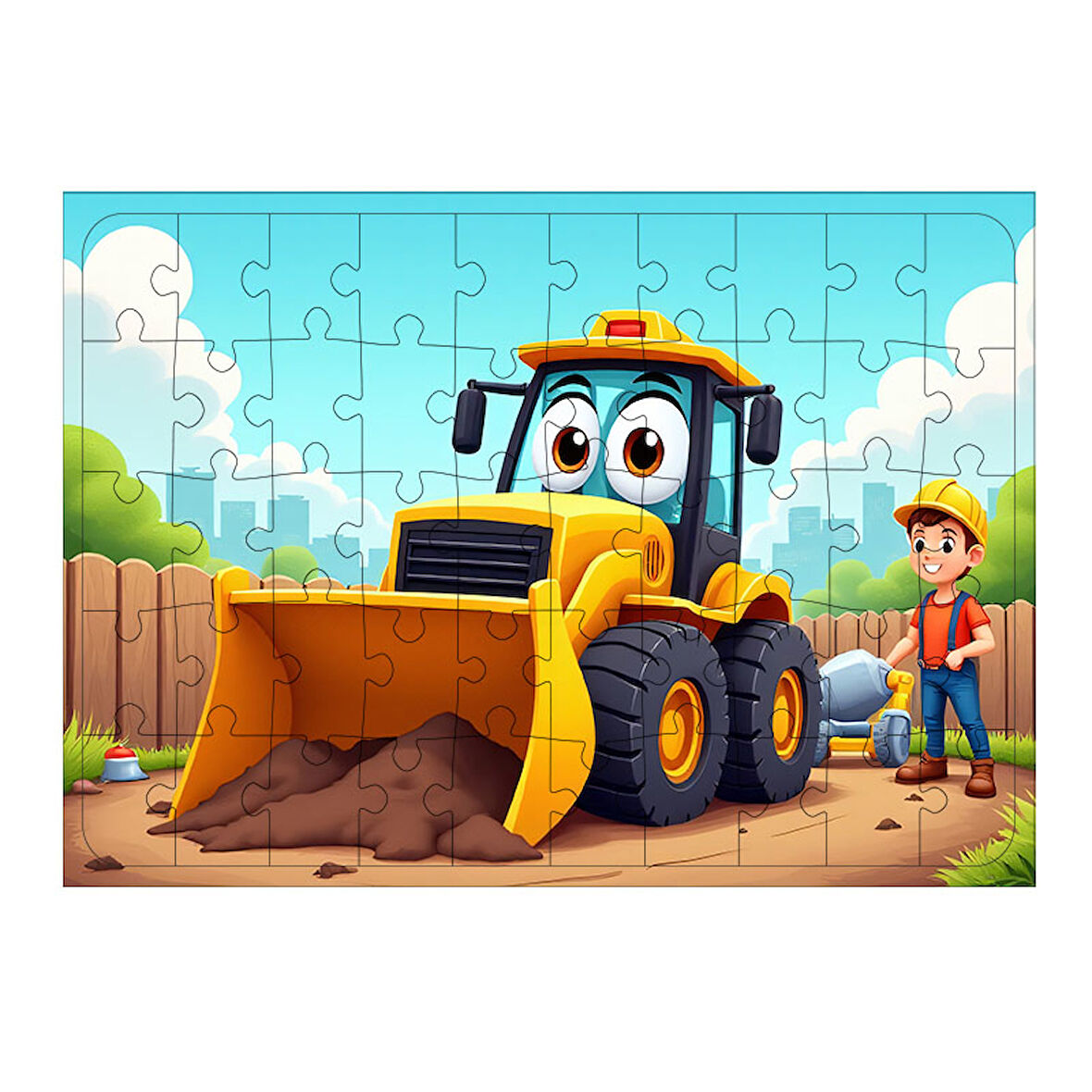 Ahşap Mdf Puzzle Yapboz Kepçe İle İnşaat Macerası 50 Parça 35*50 cm