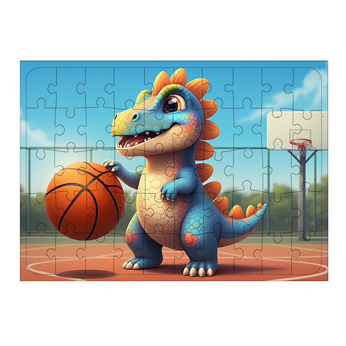 Ahşap Mdf Puzzle Yapboz Basketbolcu Dinozor Çocuk 50 Parça 35*50 cm
