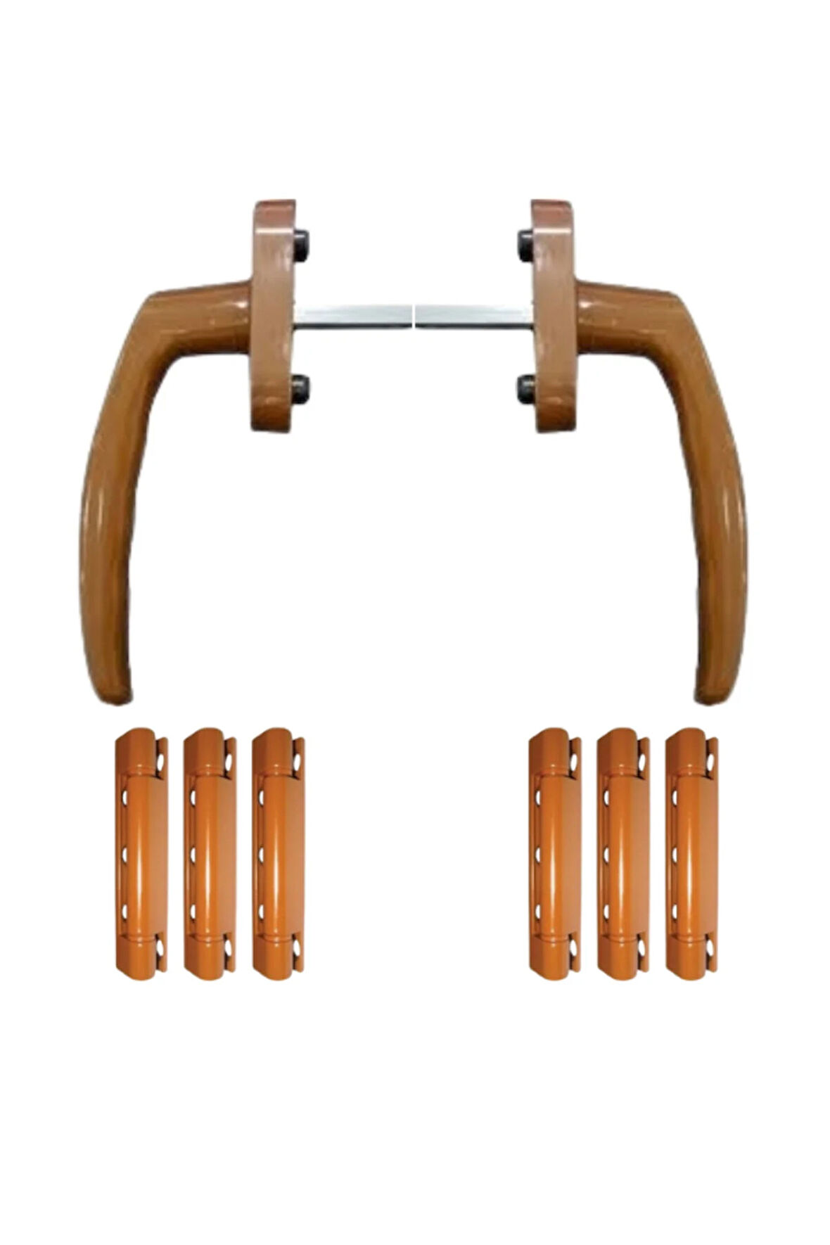 PVC Alüminyum Pencere Kolu ve 6 Ad. Menteşe Takımı -Kahve -2 Pencere Seti