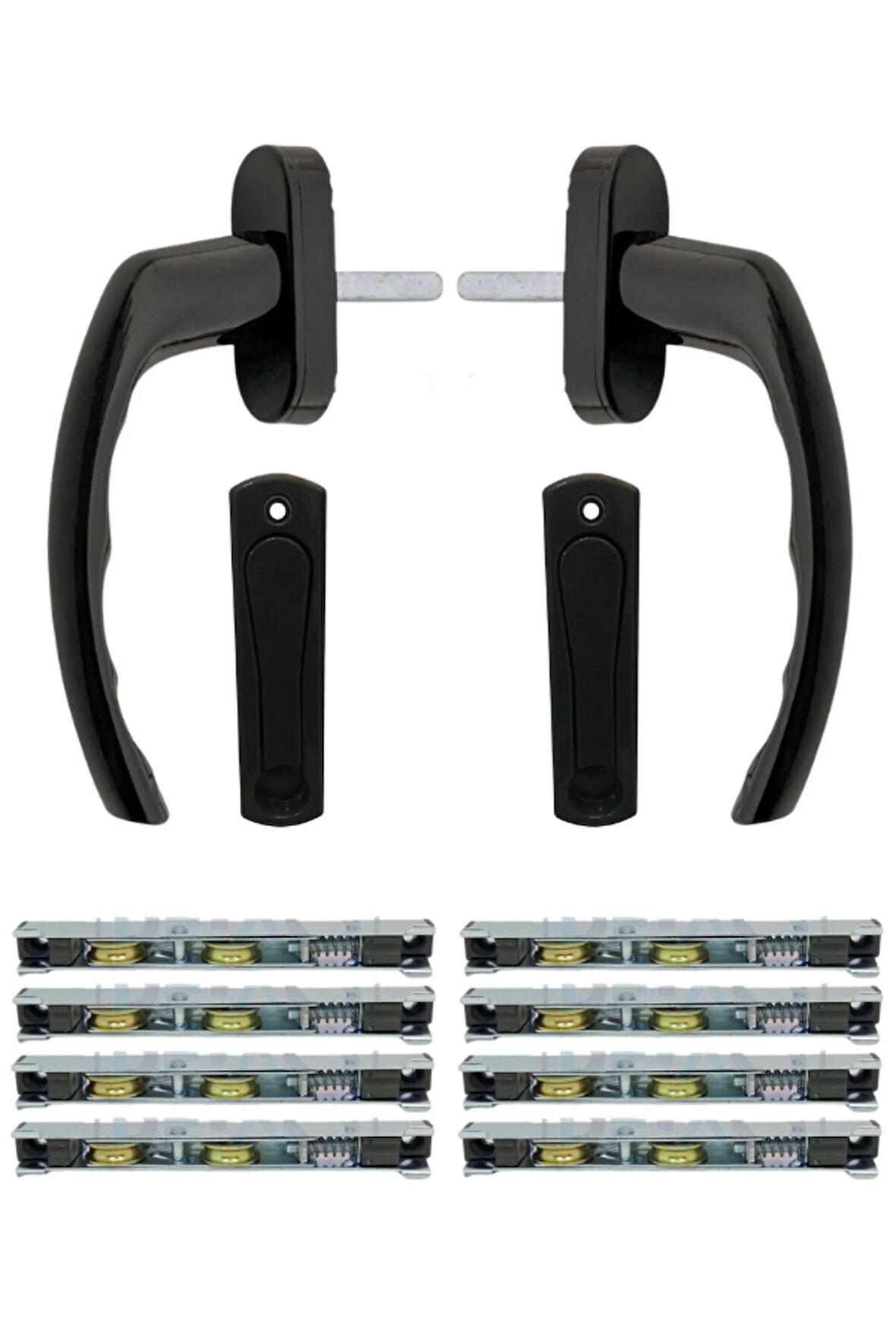 PVC Alüminyum Gömme Kol, Pencere Kolu, 8 Ad. Çiftli Sürme Teker -Antrasit