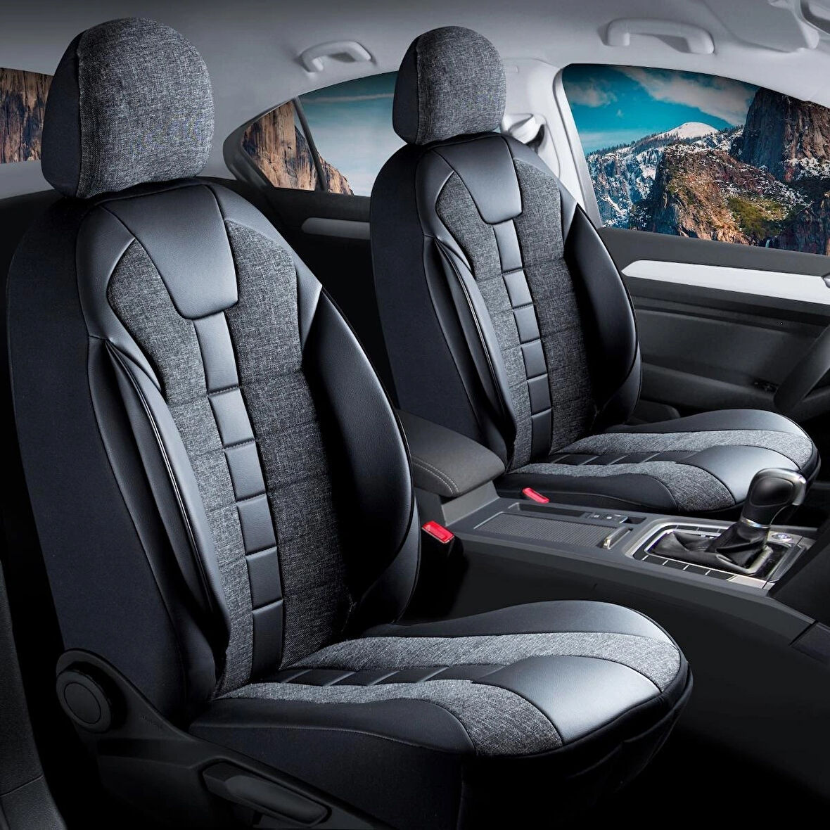 Jeep Grand Cherokee Uyumlu Lüx Deri Detaylı Keten Oto Koltuk Kılıfı Ön Arka Takım Vista SİYAH