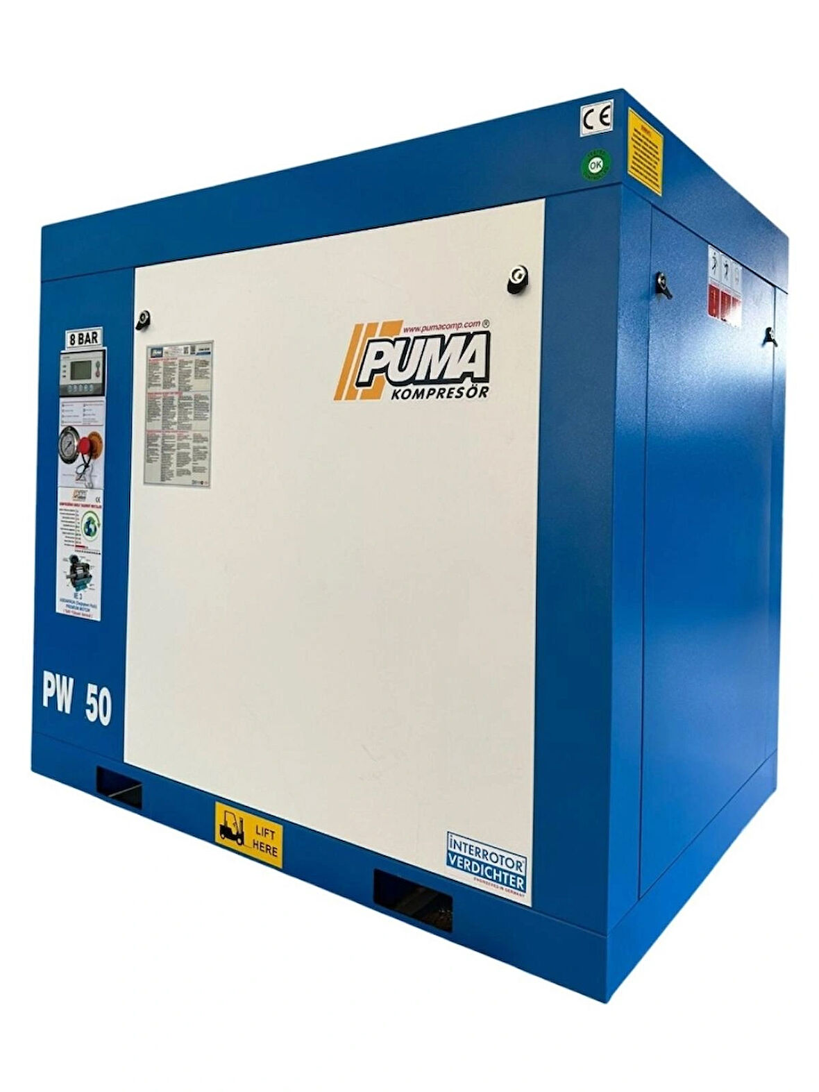 Puma PW50 Vidalı Hava Kompresörü 50 Hp-37 Kw 8-10 Bar