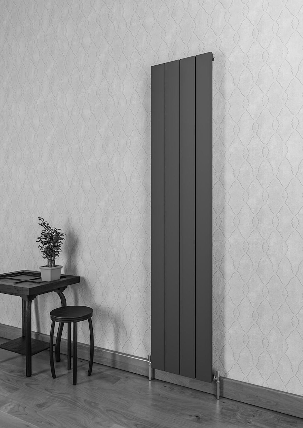 Warma Drama Alüminyum Radyatör 375 X 1800 Pütürlü Siyah RAL 9005