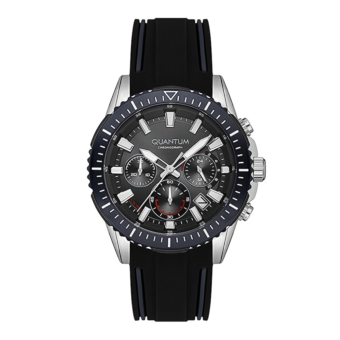 Quantum PWG1127.351 Siyah Silikon Erkek Saat – 45 mm, 10 ATM, Kronometreli