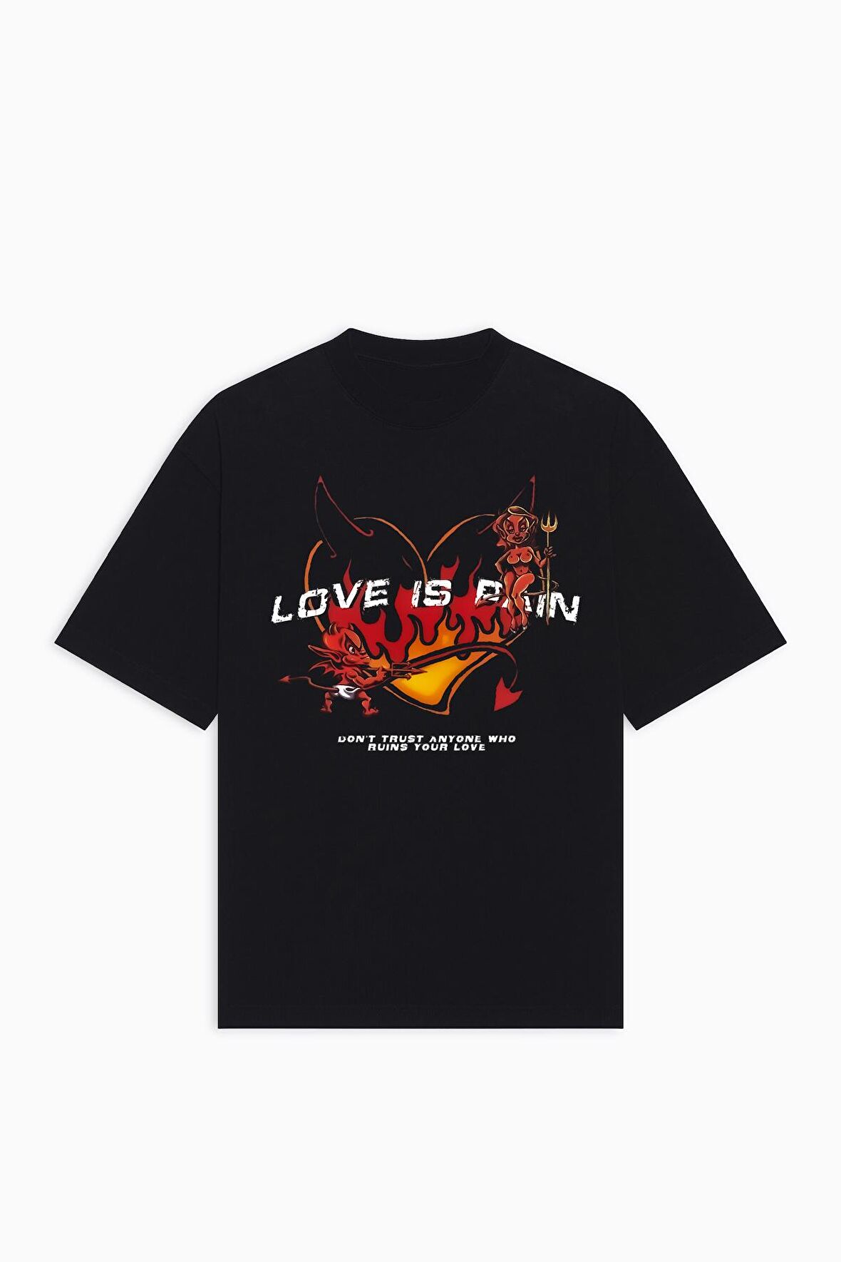 Love is Pain Streetwear Gothic Grunge Baskılı Oversize Tee