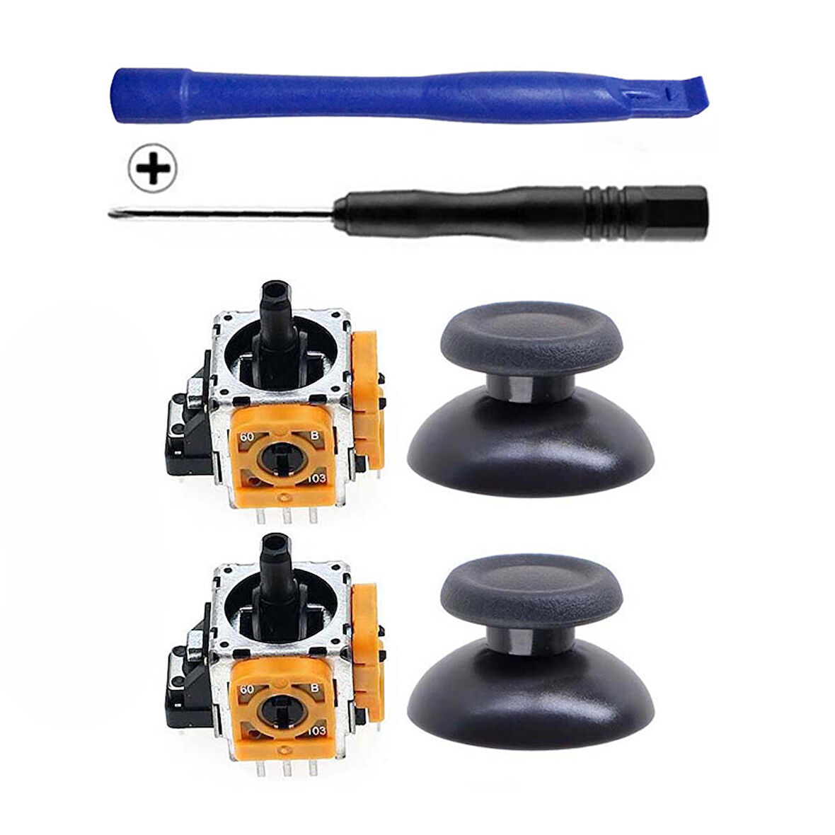 PS4 Analog Motor ve Topuz 2+2 Tornavida Ayırıcı Set Playstation 4 Kol Tamir Seti Yedek Parça