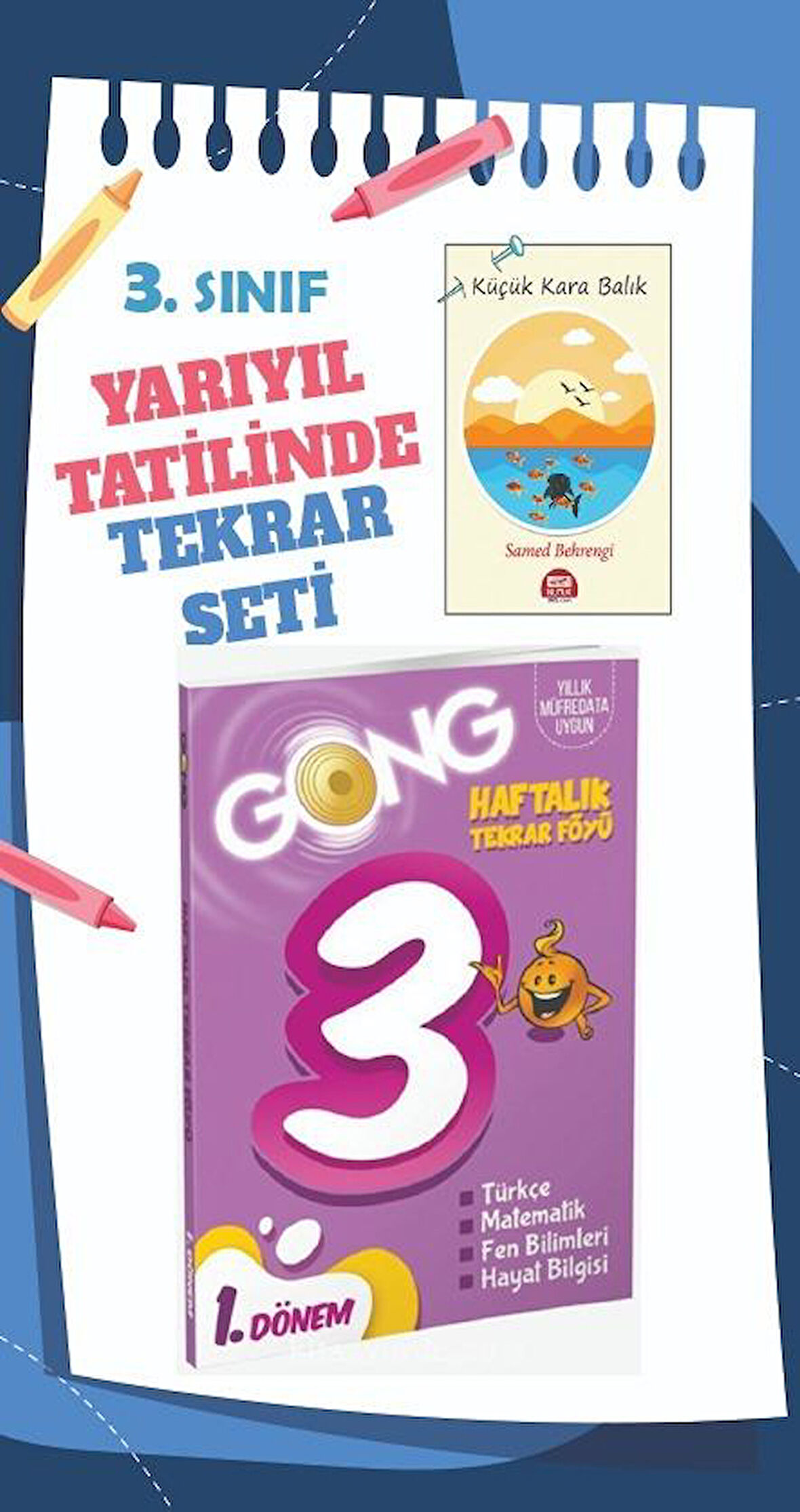 3.Sınıf Yarıyıl Tatil Seti Eğlenceli ve Eğitici 2 Kitap : Soru Bankası ve Küçük Kara Balık 