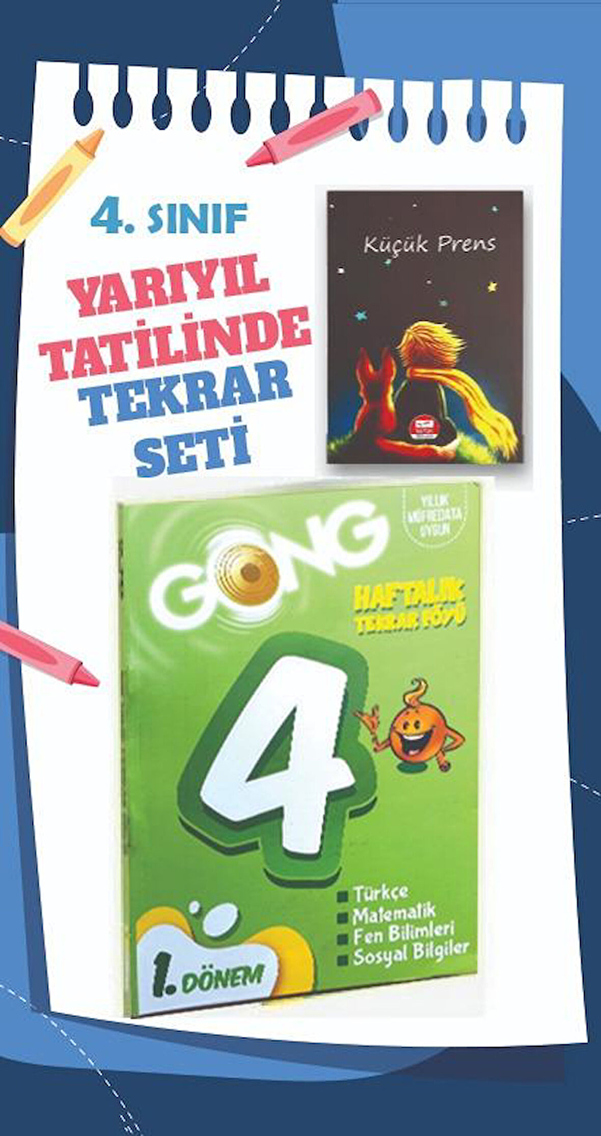 4.Sınıf Yarıyıl Tatil Seti Eğlenceli ve Eğitici 2 Kitap: Soru Bankası ve Küçük Prens