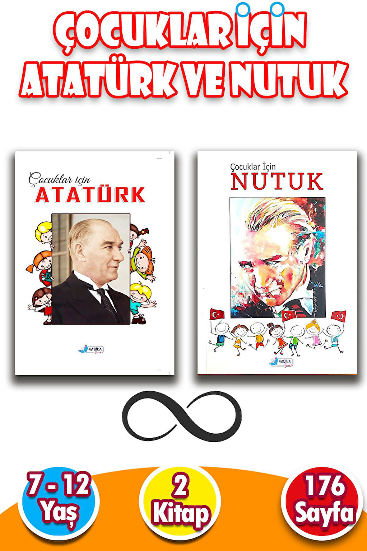 7 - 12 Yaş Çocuklar İçin Atatürk ve Nutuk - 2 Kitap - 176 Sayfa