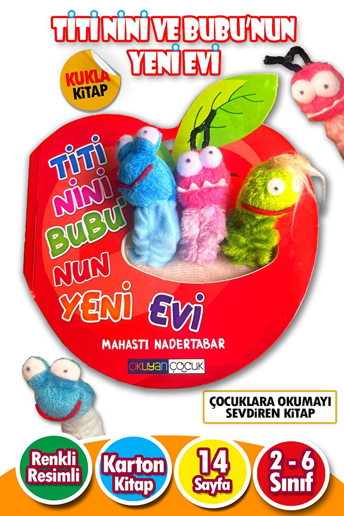 2 - 6 Yaş Eğitici Kuklalı Çocuk Kitabı - Titi Nini ve Bubu'nun Yeni Evi -Renkli Karton Masal -14 Sayfa