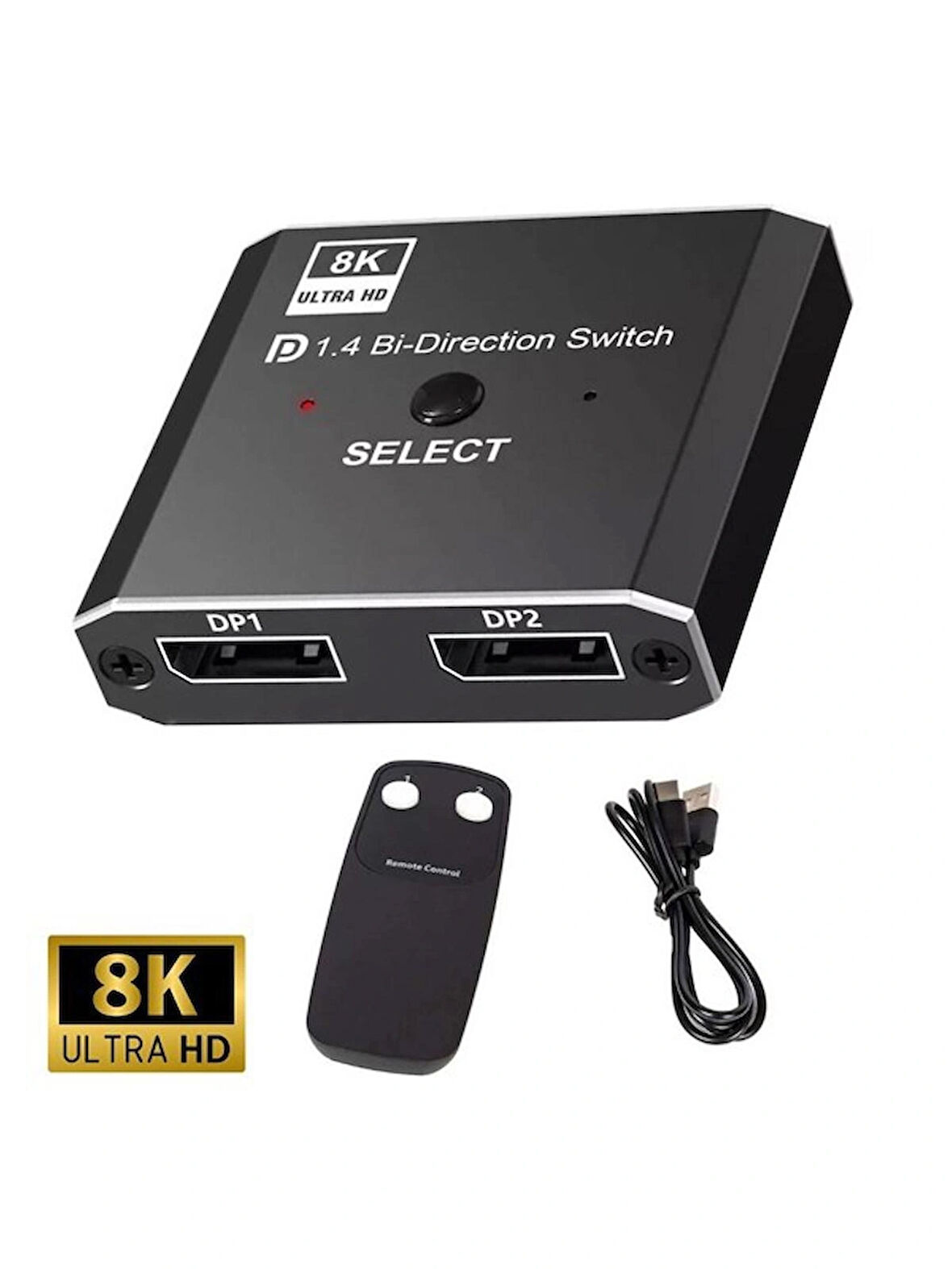 8K DisplayPort Kumandalı Çift Yönlü Çoklayıcı Switch Splitter