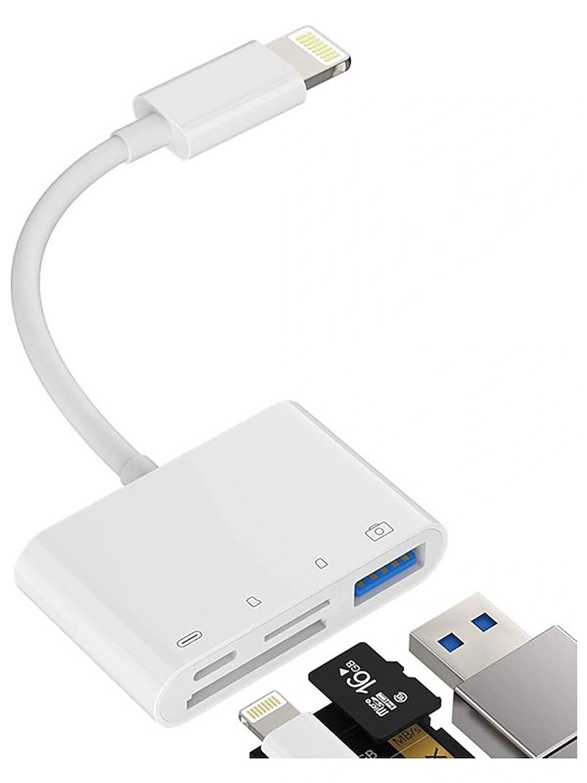 Lightning To USB 3.0 Micro Sd Tf Kart Okuyucu Çevirici Dönüştürücü Adaptör 3 in 1