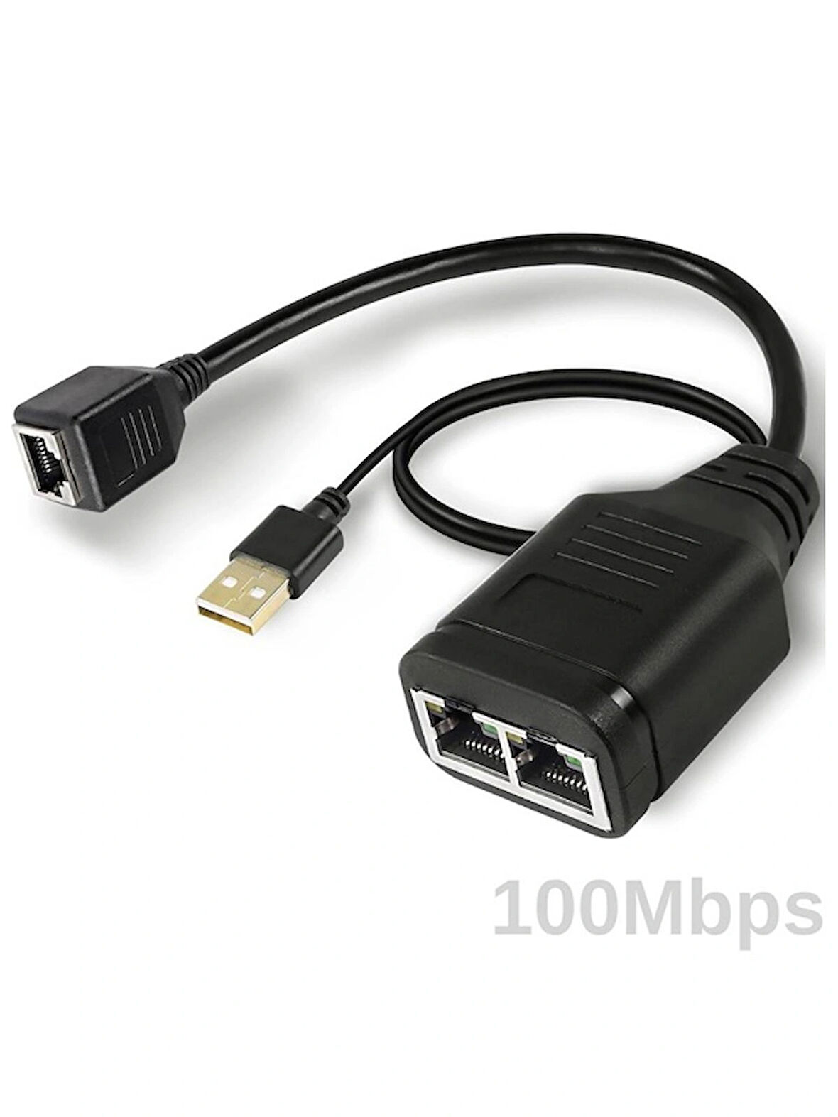 1x2 Port RJ45 USB Güç Destekli Ethernet Switch Splitter Çevirici Çoklayıcı