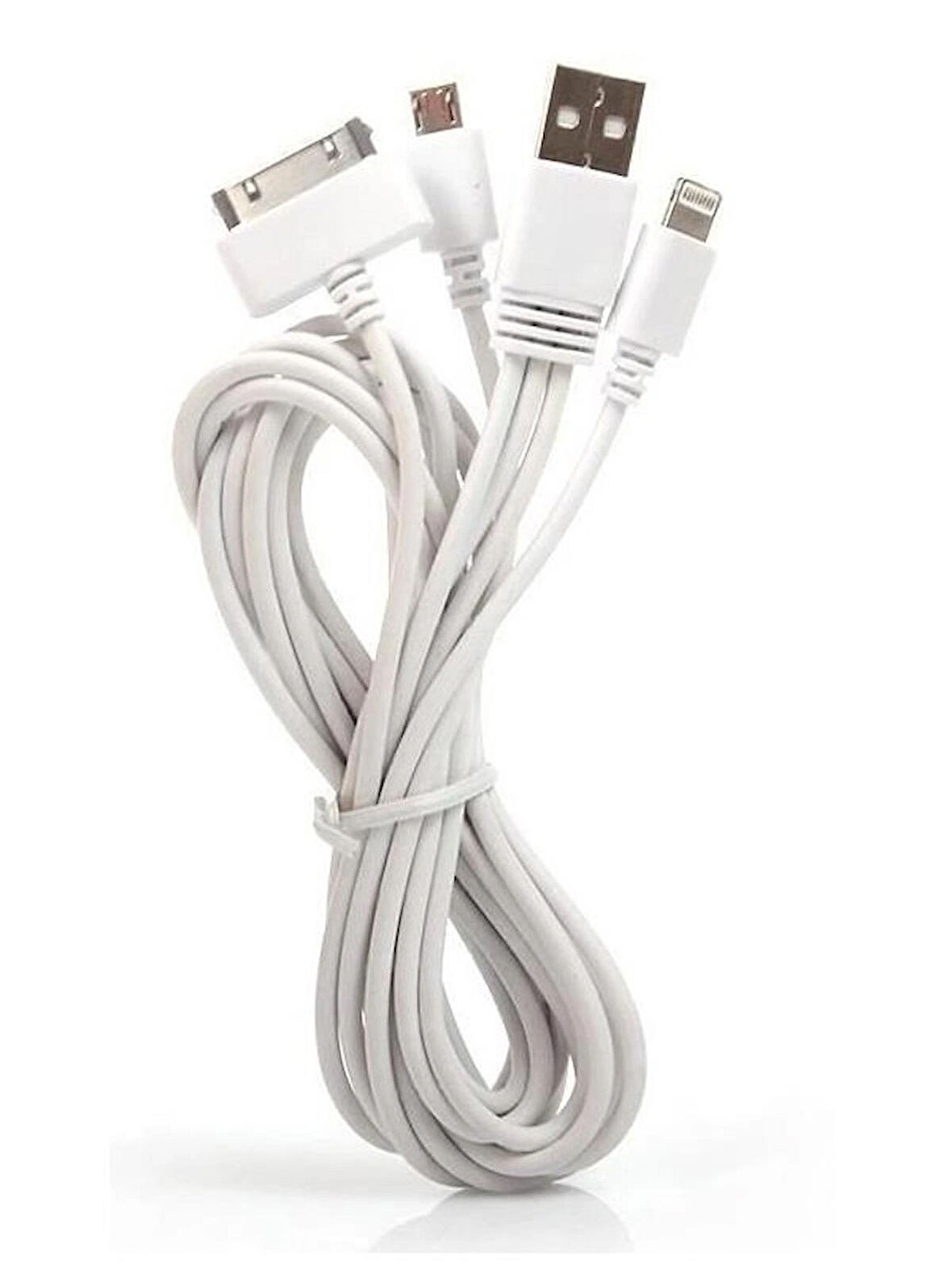 3in1 Çoklu Şarj Kablosu Micro USB 8Pin Lightning 30Pin Apple Uyumlu 1 Metre