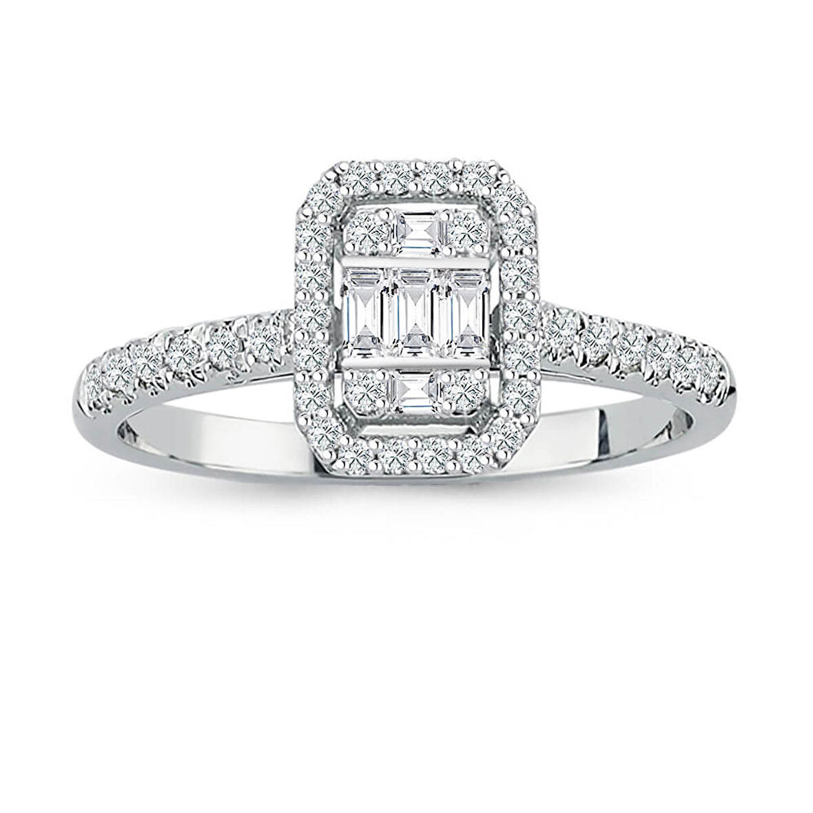 Modern Tasarım Baget Kare Tektaş Yüzük