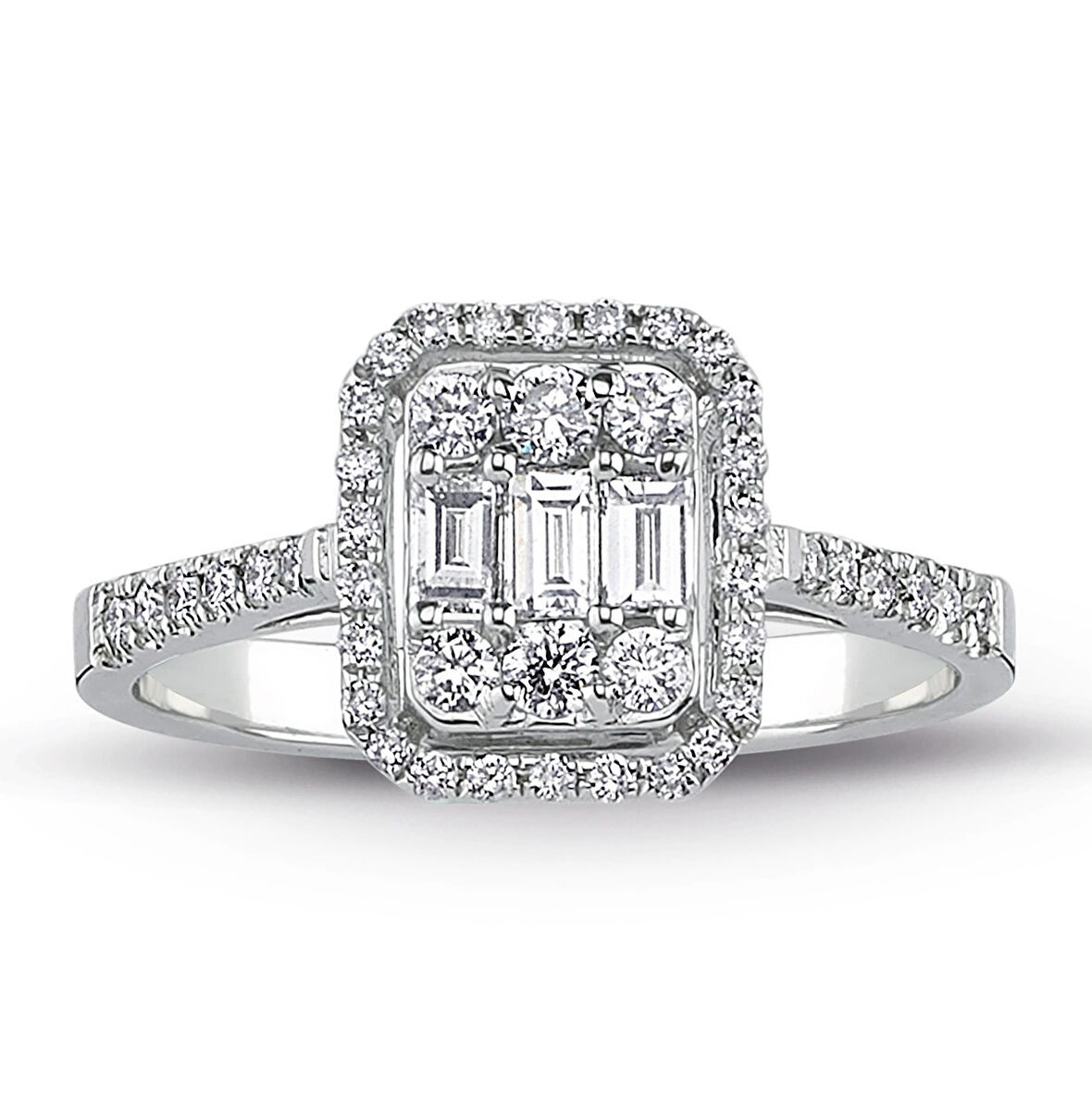 0.60 Ct Modern Tasarım Baget Kare Tektaş Yüzük 18K