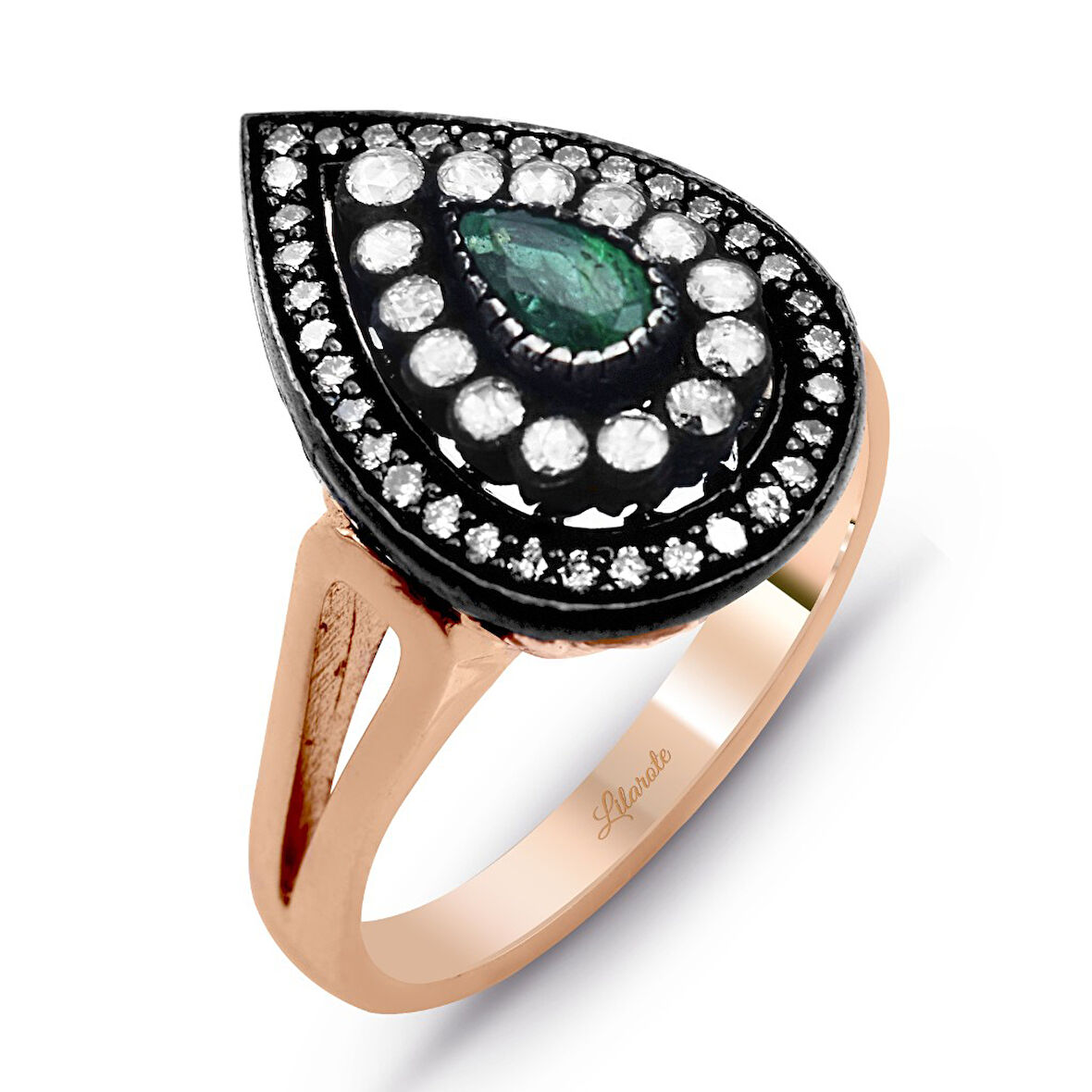 Damla Zümrütlü Elmas Yüzük