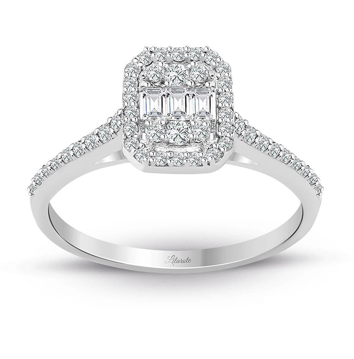 0.34 Ct. Modern Tasarım Baget Kare Tektaş Yüzük